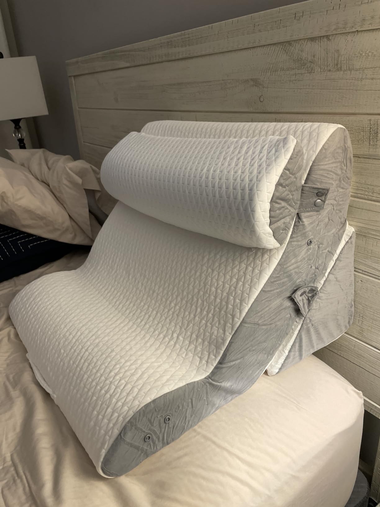 Ruqmuis 3PCS Wedge Pillow Set for After Surgery, Adjustable Back Pillow for Bed Sitting up, Acid Reflux, Bed Wedge Pillow Headboard for Sleeping & Snoring, Orthopedic Pillow for Post Surgery, White customer photo 1