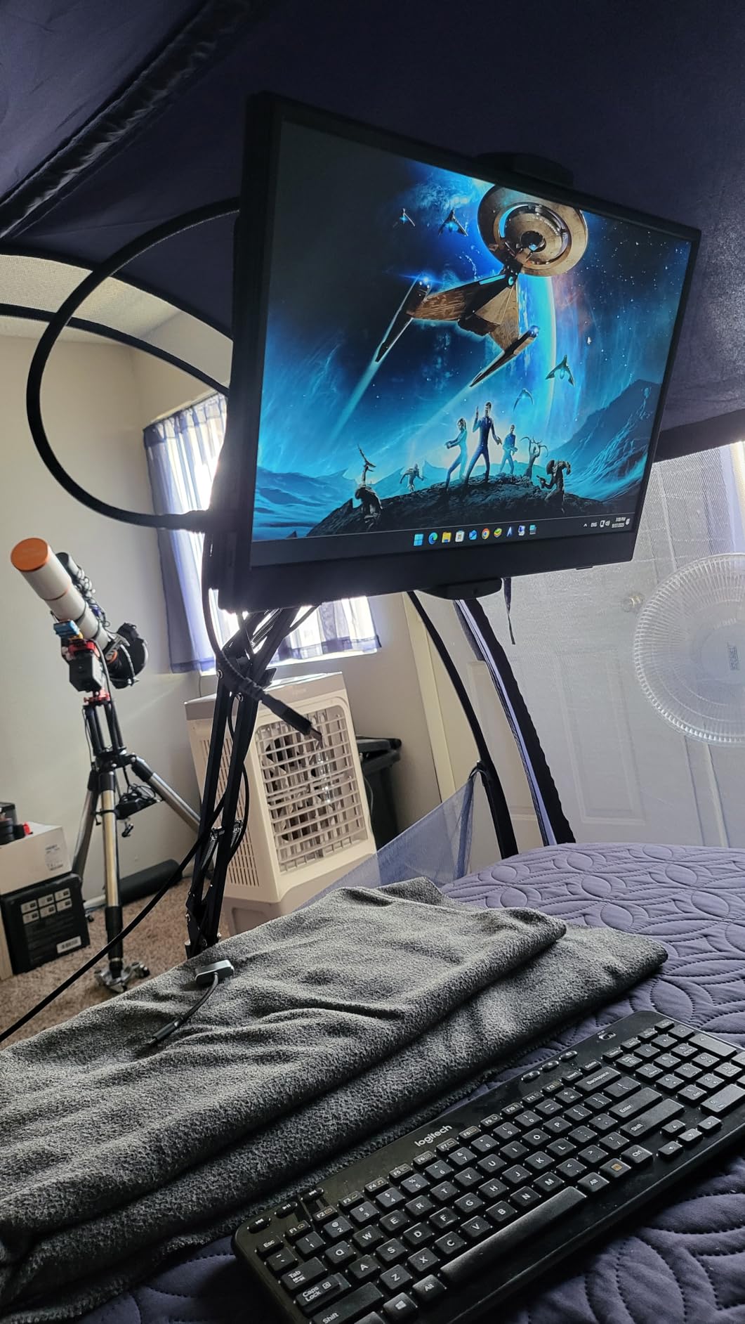 Tablet Floor Stand with 4.5LB Heavy Metal Base, Overhead Bed Phone Stand Angle Height Adjustable Holder, Universal Phone Mount for iPad iPhone Pro Air Mini, Samsung Tab, Kindle, E-Readers customer photo 2