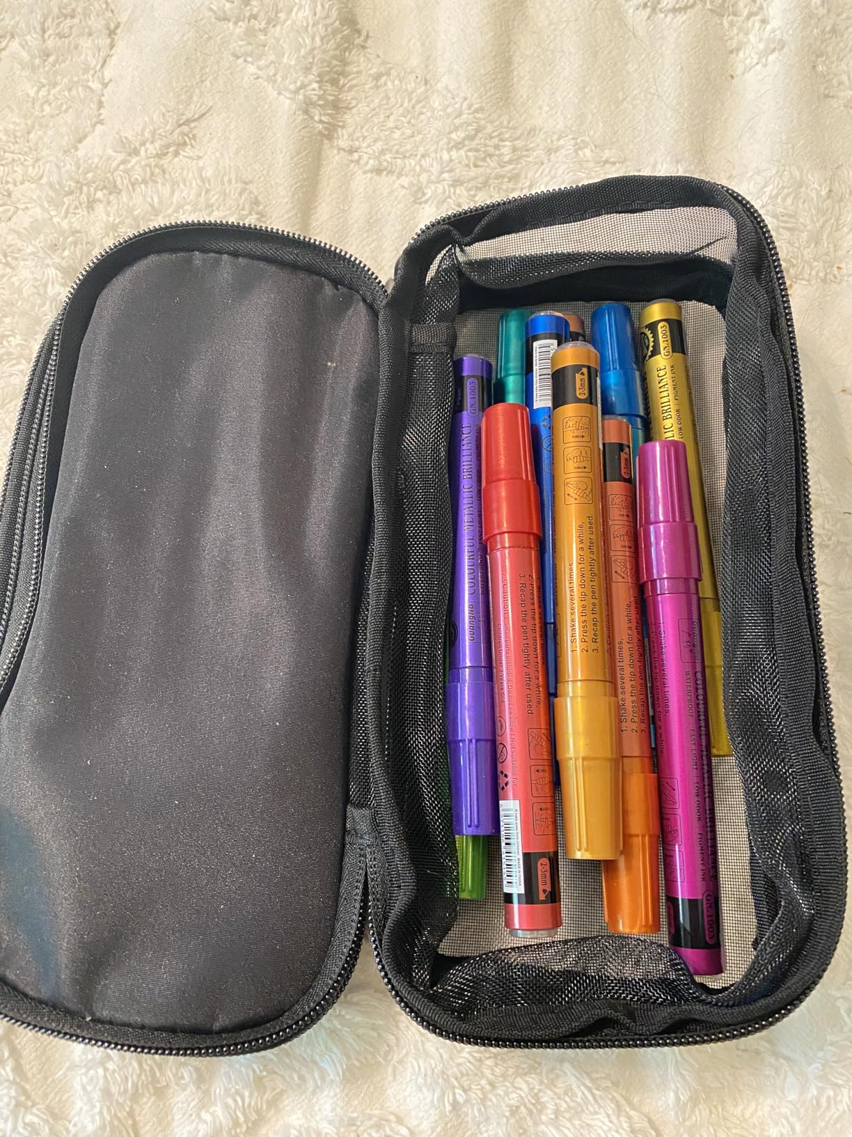 Mesh Large Pencil Case, Expandable Pencil Bag with Large Compartments, Big Capacity Pencil Pouch Organizer with Zipper, Portable Stationery Pen Bag, Deformable School Supplies For Teen Girls Boys customer photo 1