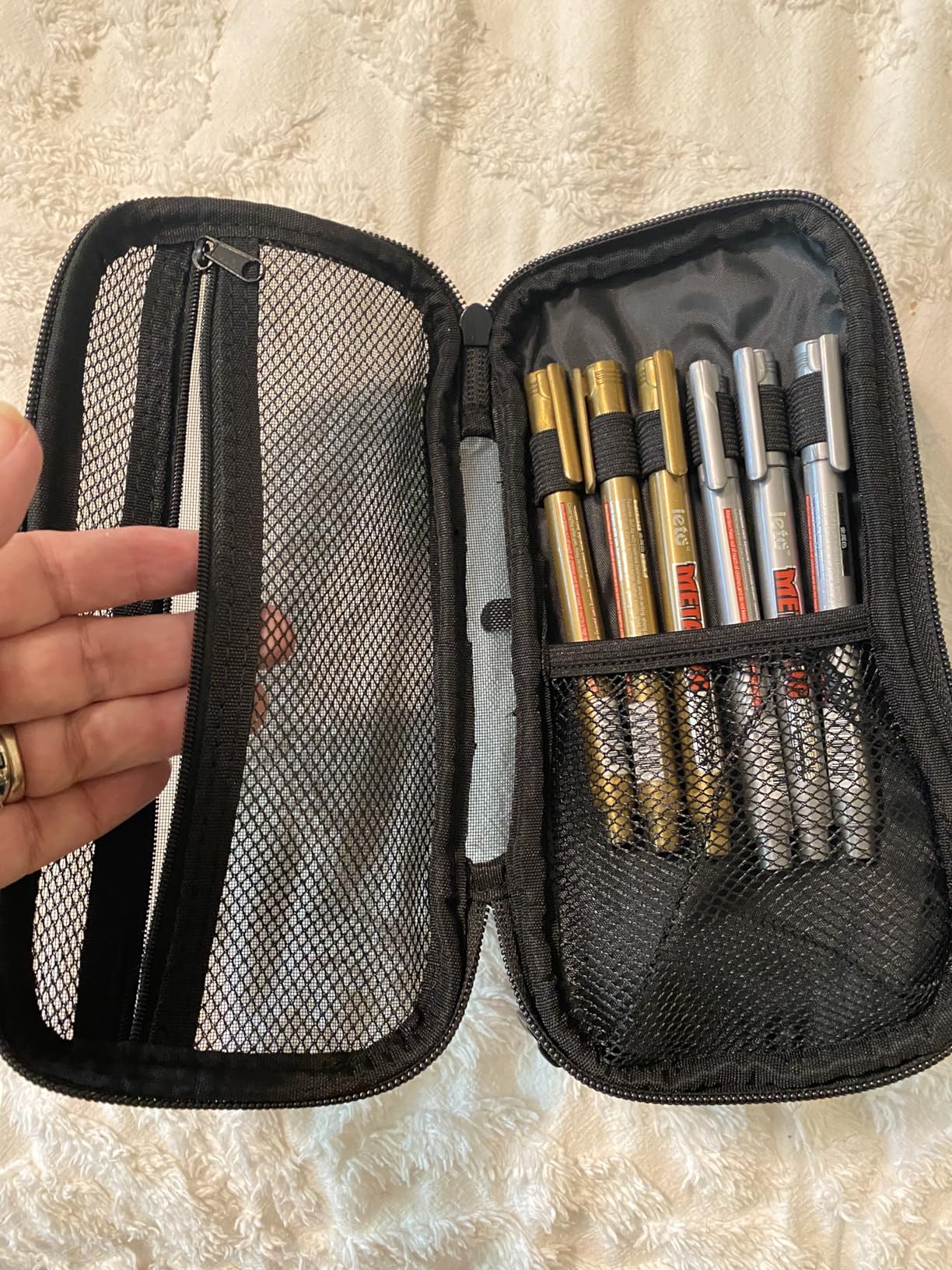 Mesh Large Pencil Case, Expandable Pencil Bag with Large Compartments, Big Capacity Pencil Pouch Organizer with Zipper, Portable Stationery Pen Bag, Deformable School Supplies For Teen Girls Boys customer photo 2
