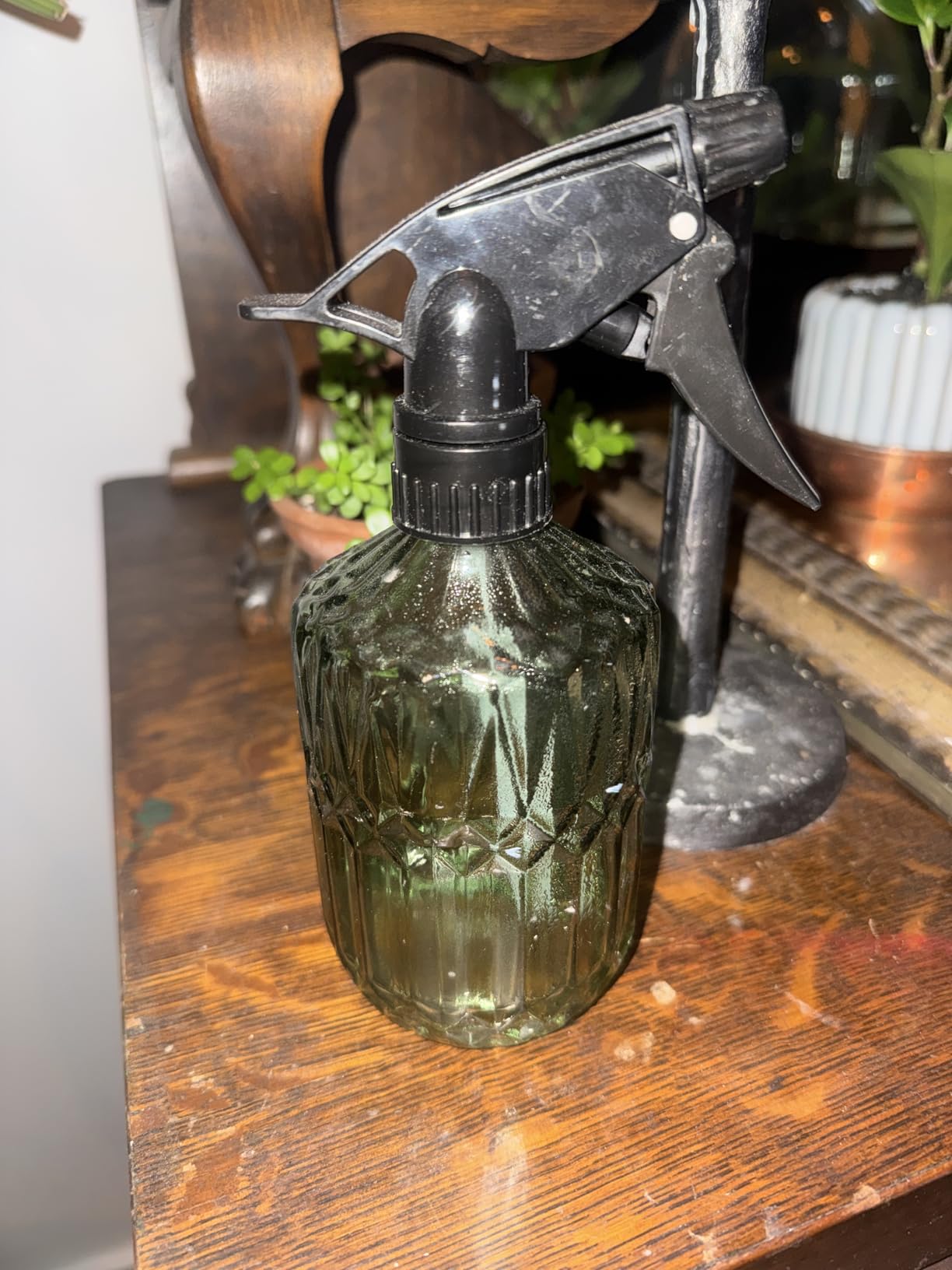 Glass Plant Mister Bottle - 13.5 oz Refillable Leak Proof Water Spray Bottle for Indoor Plants, Spring Gardening,Cleaning, Hair, Pets Care with Adjustable Mist Nozzle (Green) customer photo 2