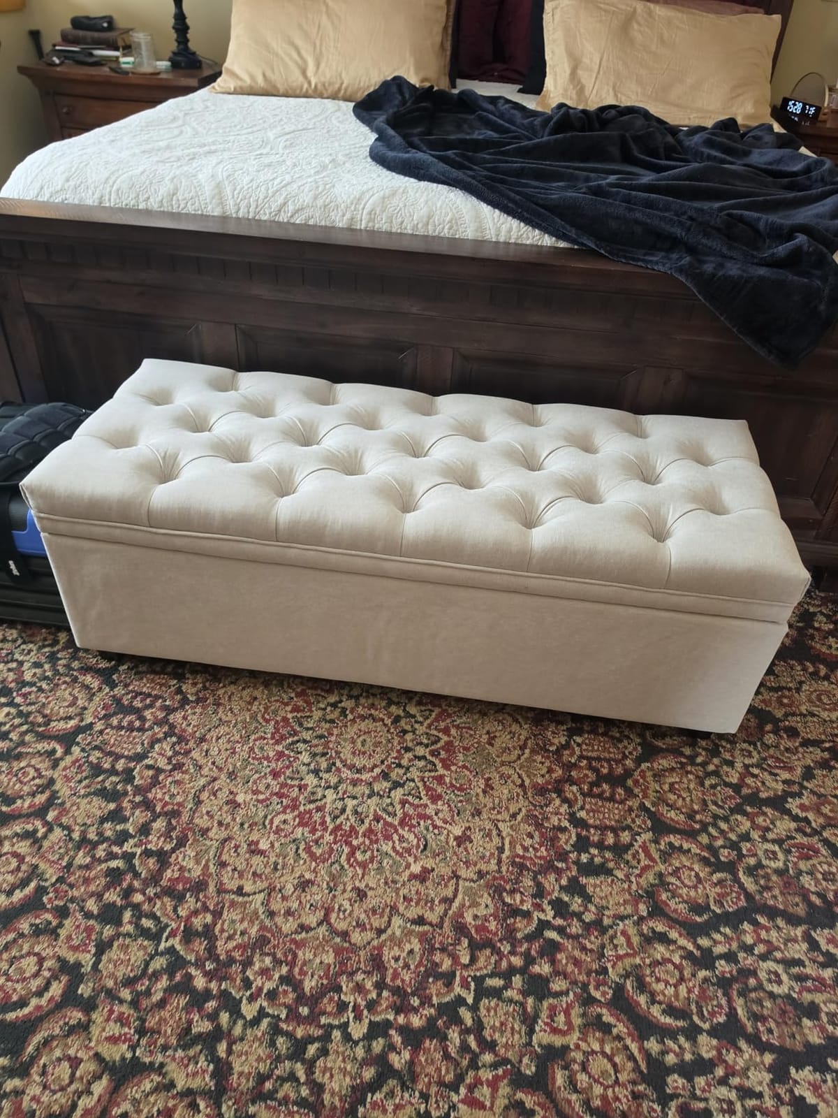 Mangodan Storage Ottoman Bench, Tufted Ottoman with Storage for Living Room, Large Modern Entryway Benchs customer photo 2