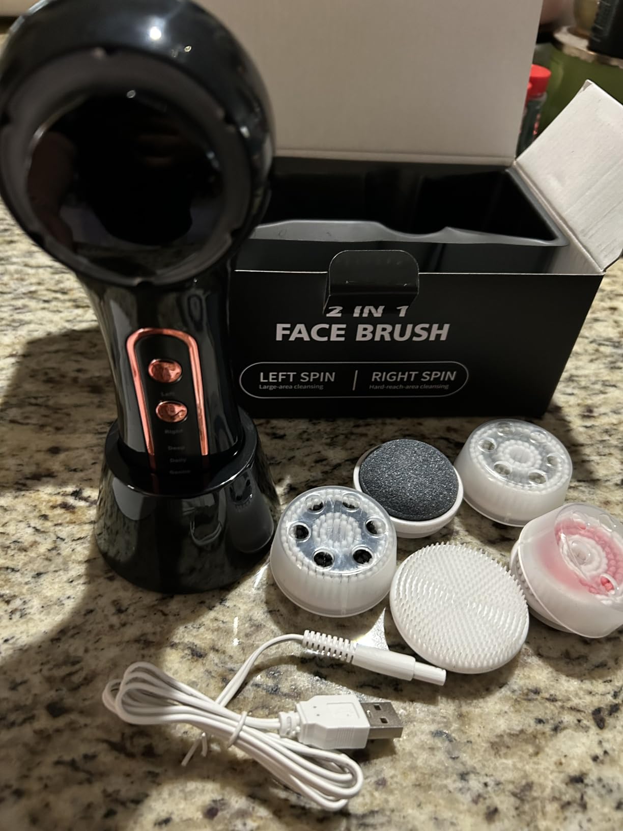 UMICKOO Rechargeable Rotating Face Scrubber with 5 Brush Heads Set, IPX7 Waterproof for Shower, 2-Way Rotating Face Brush for Daily & Deep Cleaning customer photo 2