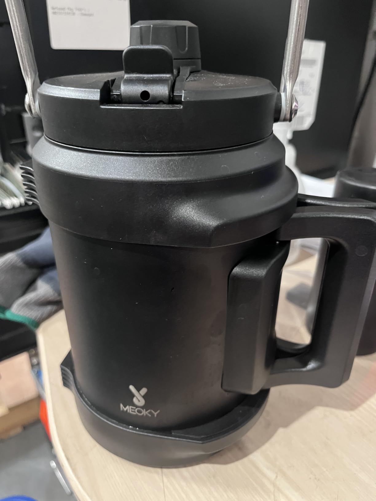 64 oz Insulated Water Bottle for Gym: Meoky Triple Wall Vacuum Stainless Steel Half Gallon Water Jug - Top and Side Handles, 2-in-1 Straw and Spout Lid, Cold for 36 Hrs, Leak Proof for Camping (Night) customer photo 2