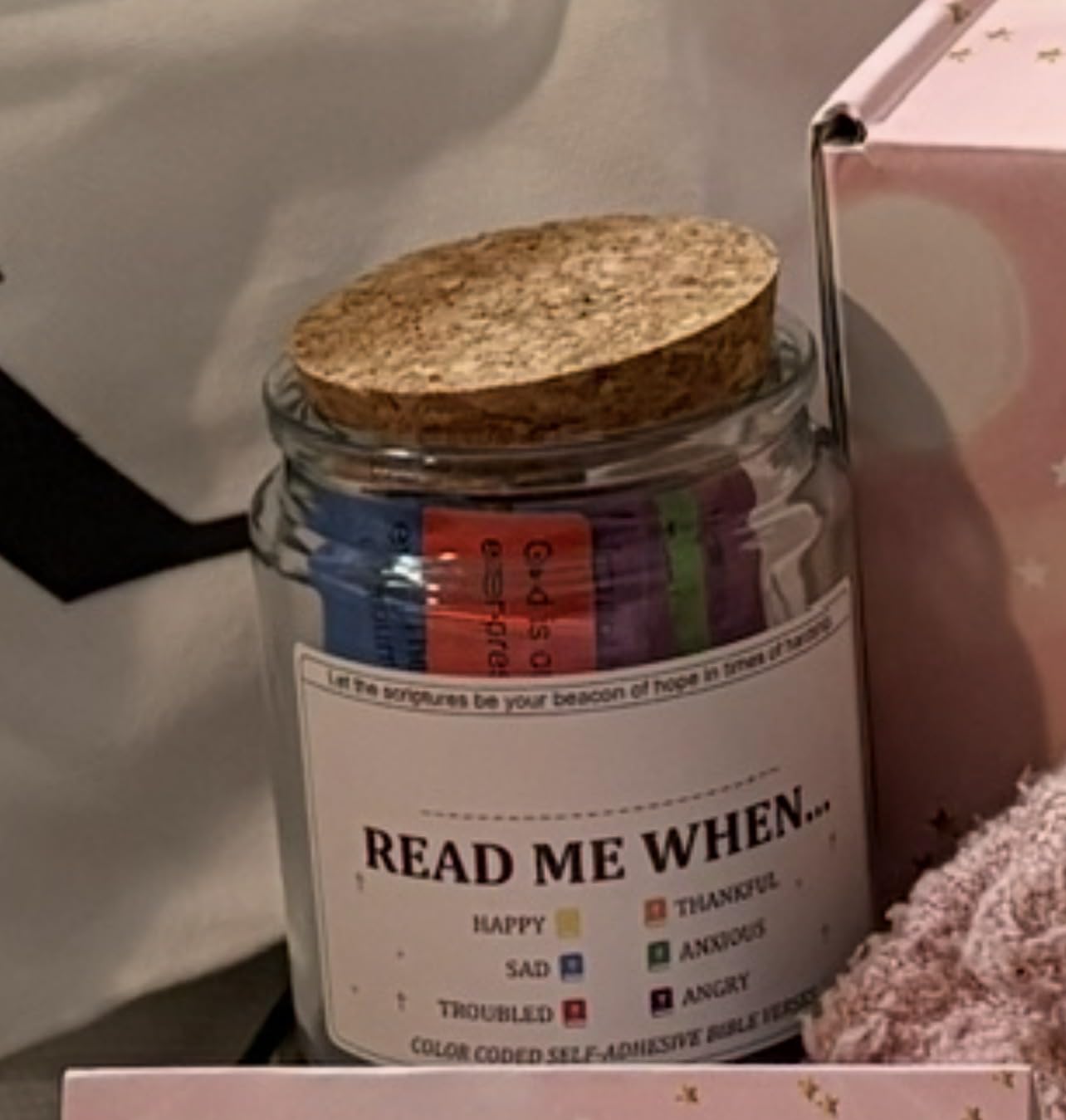 Read Me When Bible Verse Jar for Daily Encouragement | 108 Self-Adhesive Scripture Cards, Birthday Christian Gifts for Women, Graduation Gift, Gifts for Mom from Daughter Son customer photo 1