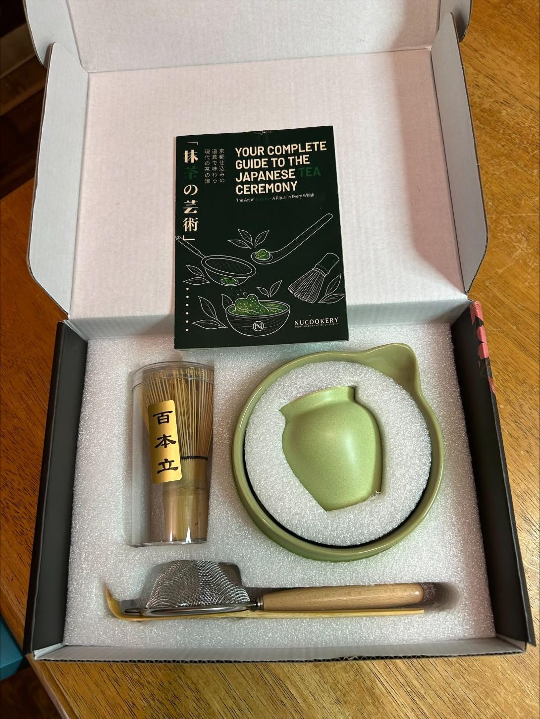 Nucookery Matcha Set with 18oz Ceramic Bowl Bamboo Whisk Kit 5pcs, White | Cute Japanese Matcha Whisk Set with Spout Chawan, Chasen, Scoop, Sifter Holder customer photo 2