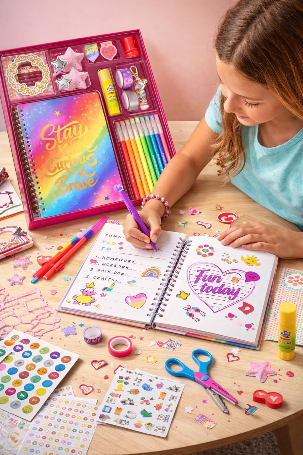 2-Pack DIY Journal Kit for Girls, Journal Set with Stickers, Birthday Gifts for Teen Girls, Decorate Your Planner/Organizer, Journaling Arts Craft Kit, Ideal Gifts for 8-12 13 14 Year Old Girl customer photo 2