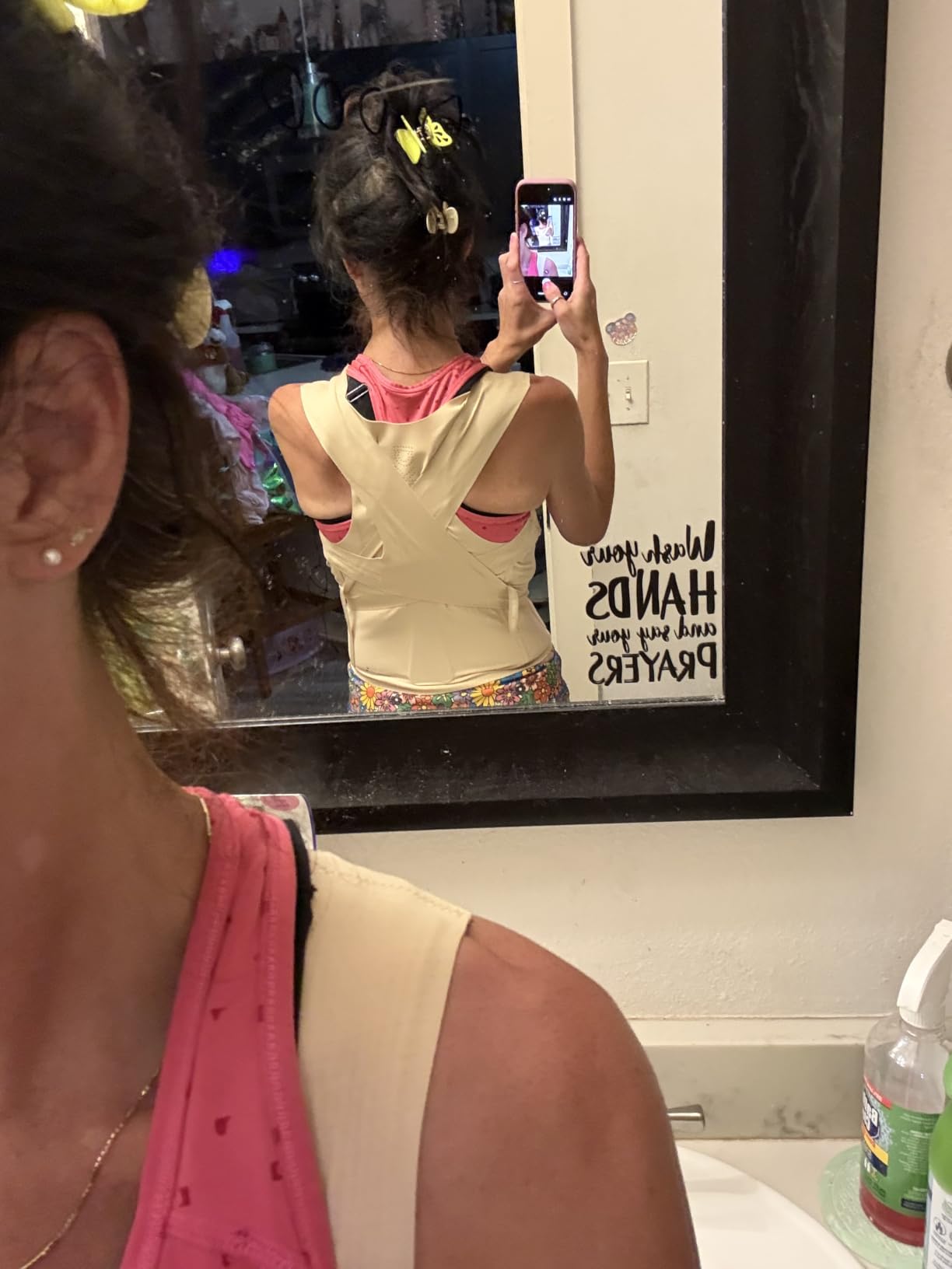 babaka Posture Corrector for Women, Invisible Lightweight Adjustable Back Brace for Upper and Lower Back Pain Relief, Hunchback, Hump, Scoliosis, Thoracic, Spine Corrector Under Clothes (Pink, Small, Waist: 25''-30'') customer photo 1