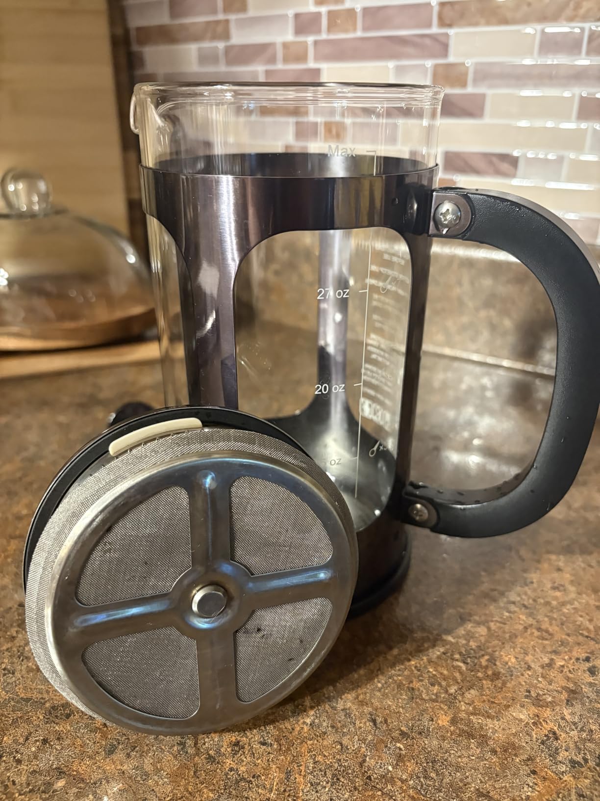 Veken French Press Coffee Maker 34oz, No Plastic Touching Cafe,Thickened Glass Stainless Steel Brewer, Cold Brew Cafetera Tea pot for Kitchen Travel Camping, Gifts, Decor, Bar Accessories, Dark Pewter customer photo 1
