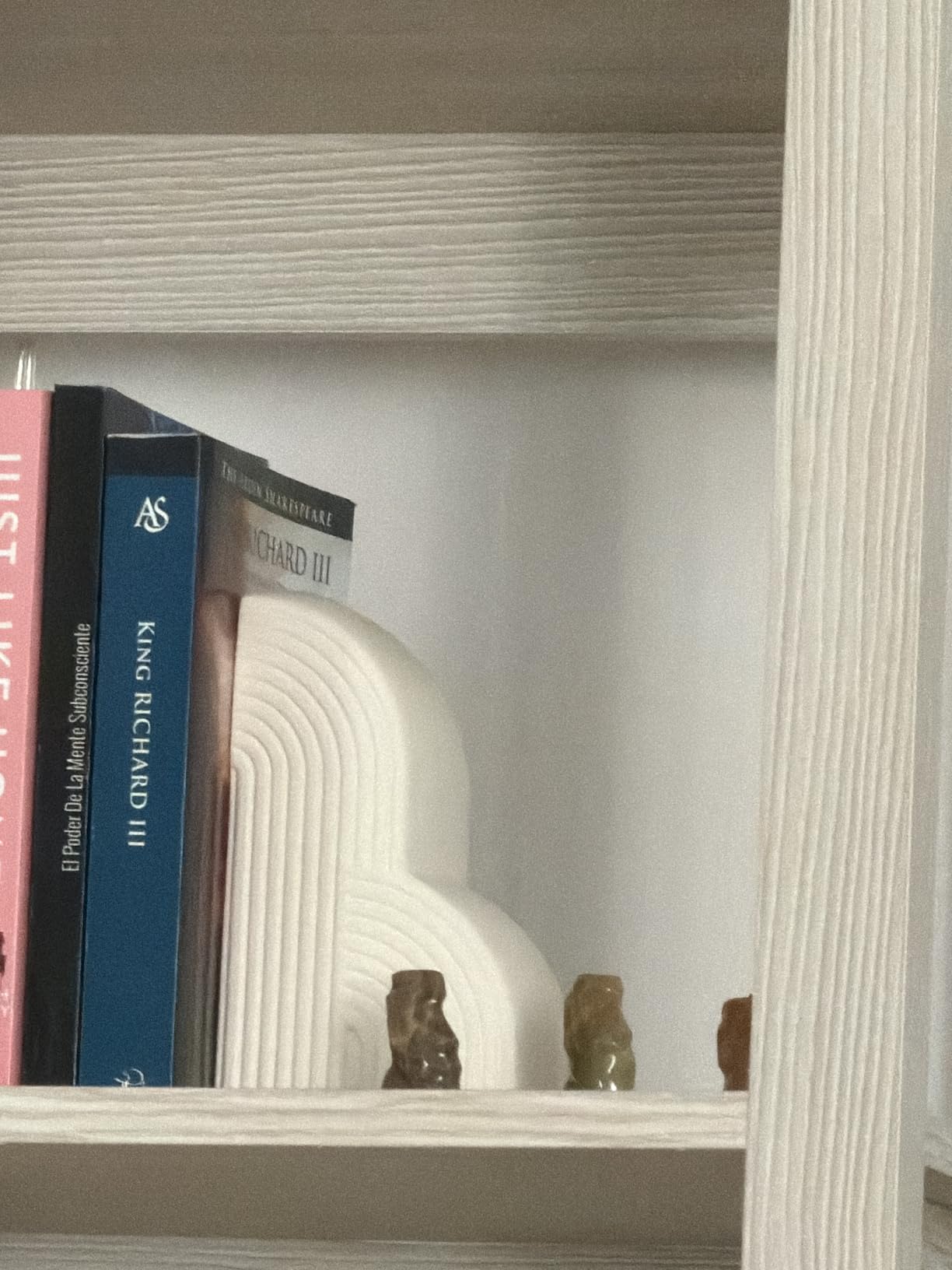 Bookends Decorative for Heavy Books - Aesthetic Boho Style, Cream White | Book Ends for Shelves - heavy-duty 6.4 lbs concrete decorative bookends (set of 2) provides maximum support for large books customer photo 1