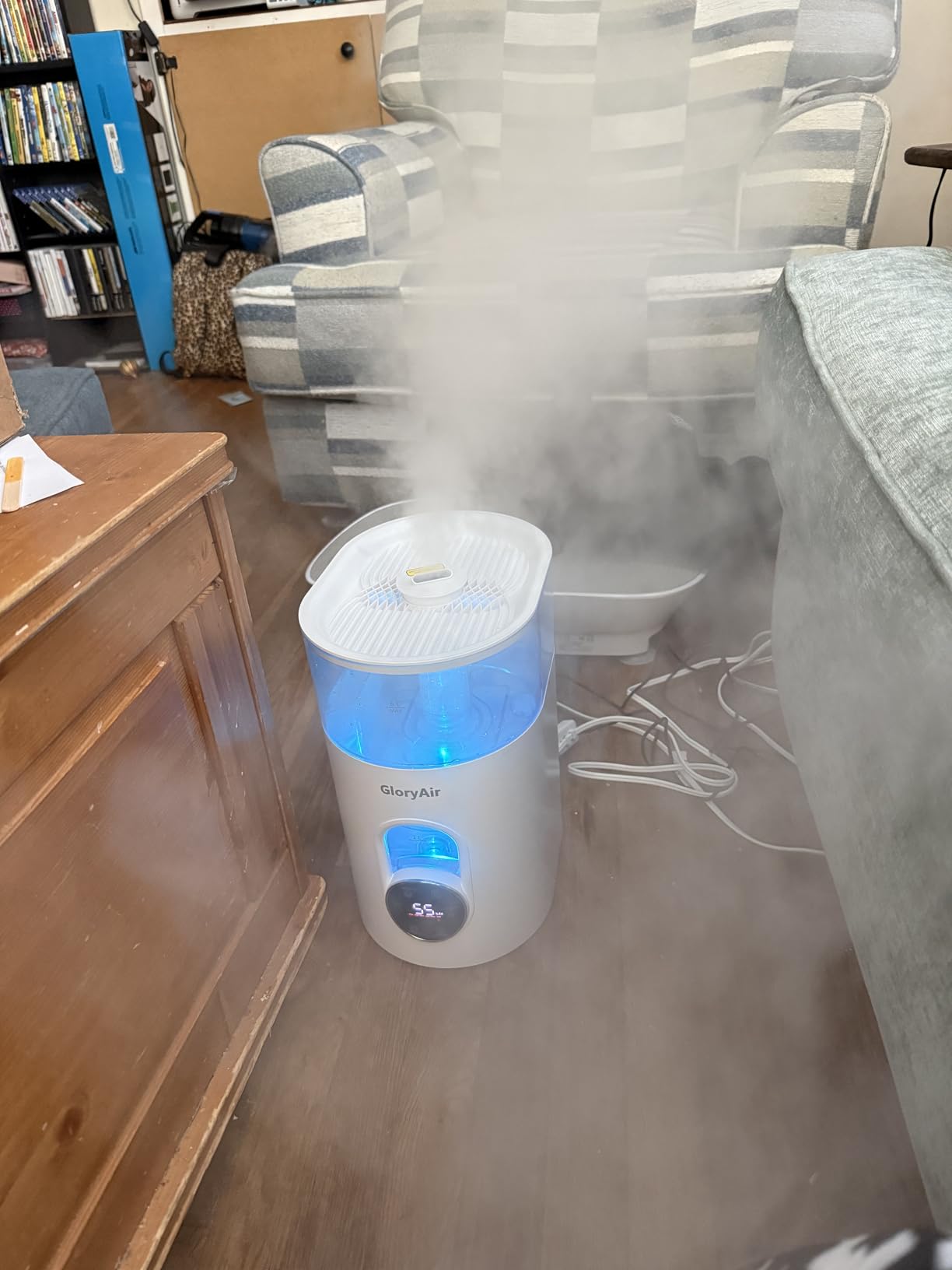 Humidifiers for Bedroom Large Room -GloryAir 6L Cool & Warm Mist Humidifier | Top Fill Design, Smart Humidity Control, Remote, 7-Color Light, Whisper-Quiet, Essential Oil Diffuser for Home & Plants,White customer photo 2