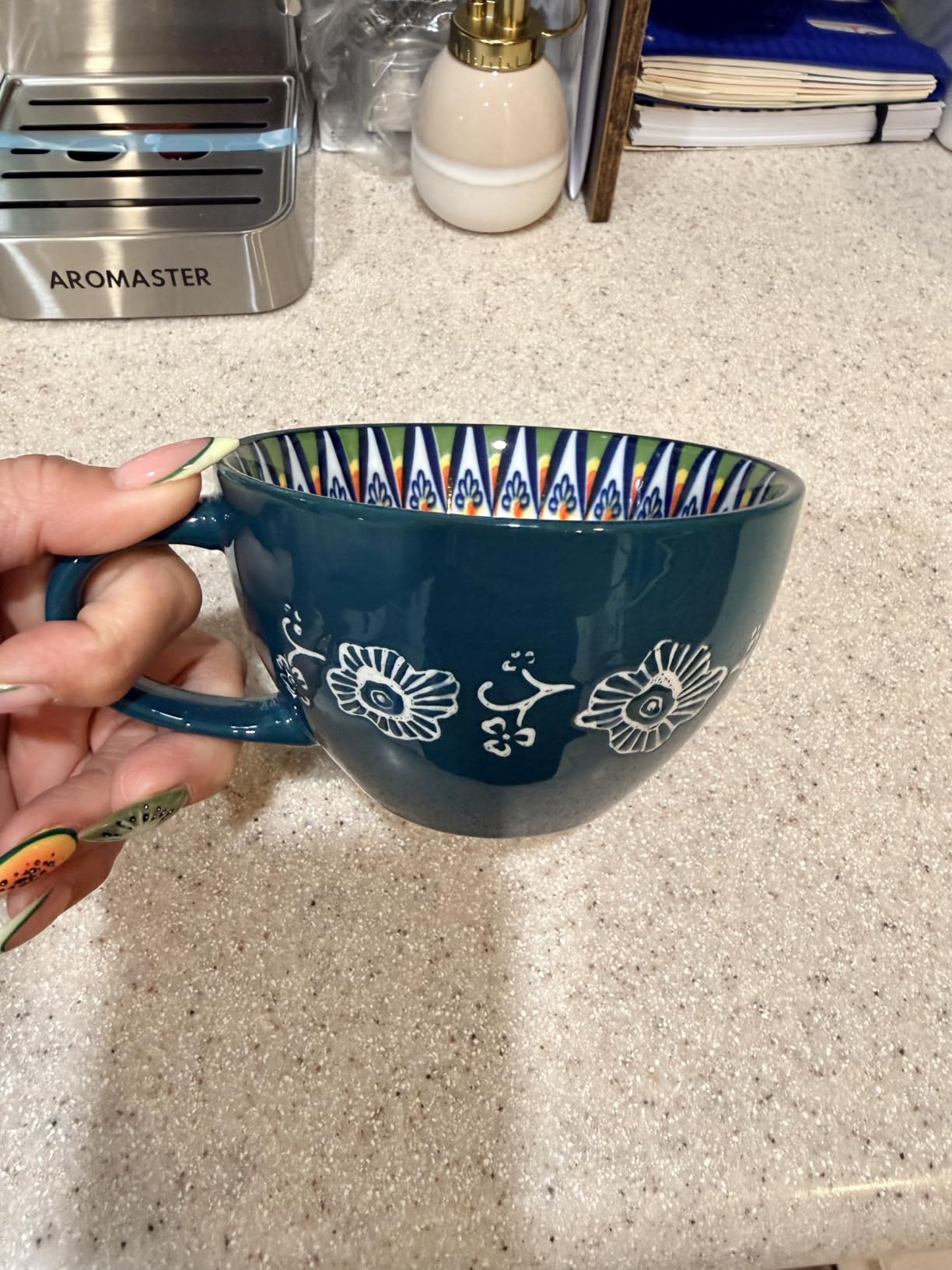 Bohemian Hand-Painted Ceramic Mug, 15 Oz customer photo 1