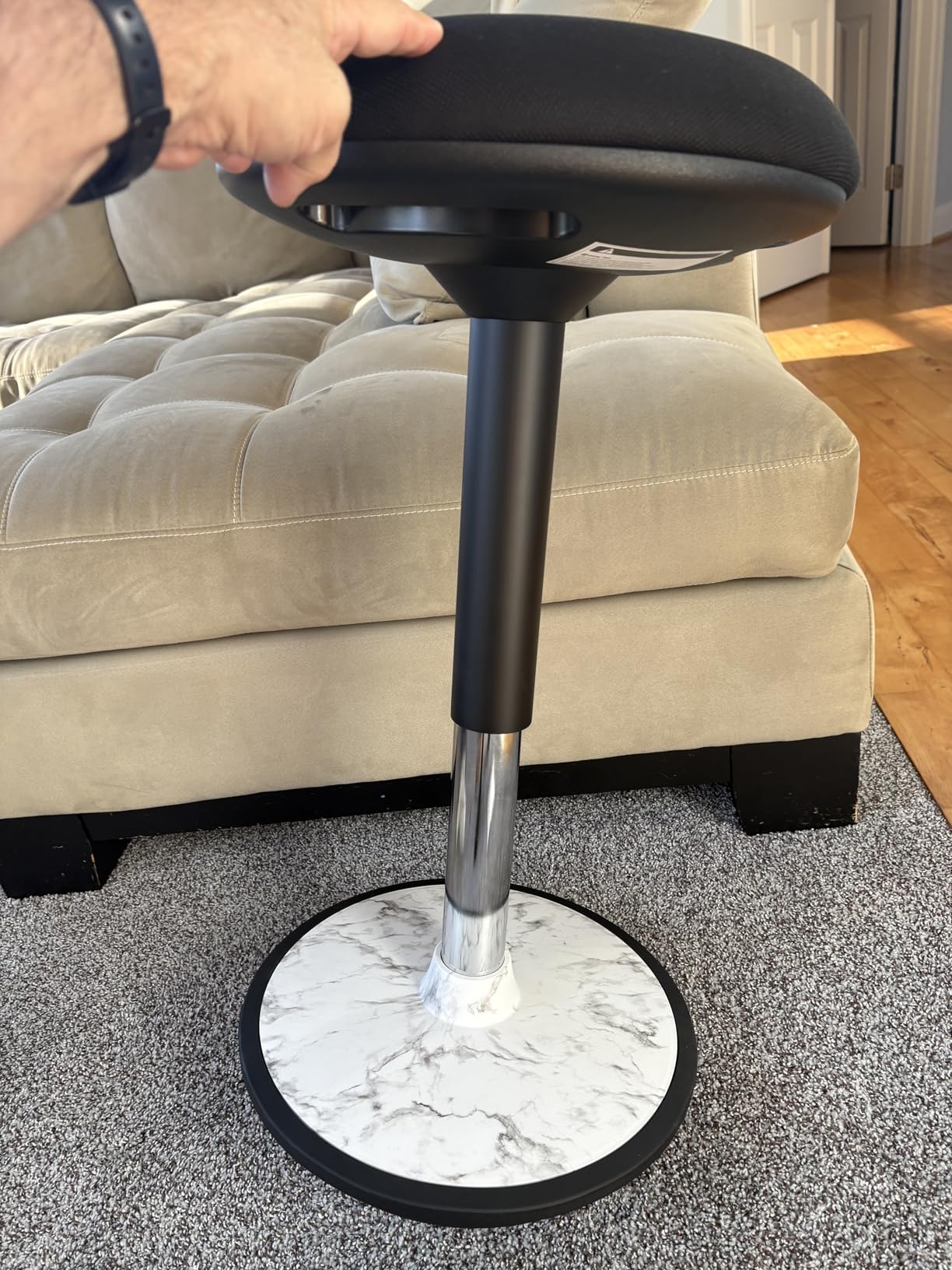 Adult Wobble Stool - Anti-Fatigue Standing Desk Stool with 360 Rocking Non-Slip Curved Base, Height Adjustable 22-32 Inch Standing Chair for Home & Office, Walnut customer photo 2