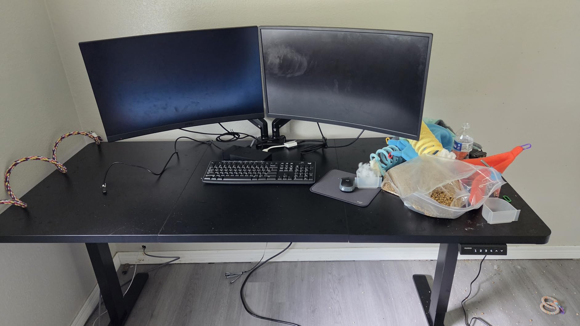 HUANUO 71 x 30 Inch Large Electric Standing Desk, Brushless Motor, Natural | 30 Inch Deep Desktop, 220 lb Capacity, 4 Memory Presets, Cable Tray, Dual Hooks, Height 27.9-46.5 Inch; Ships In 2 Packages customer photo 1