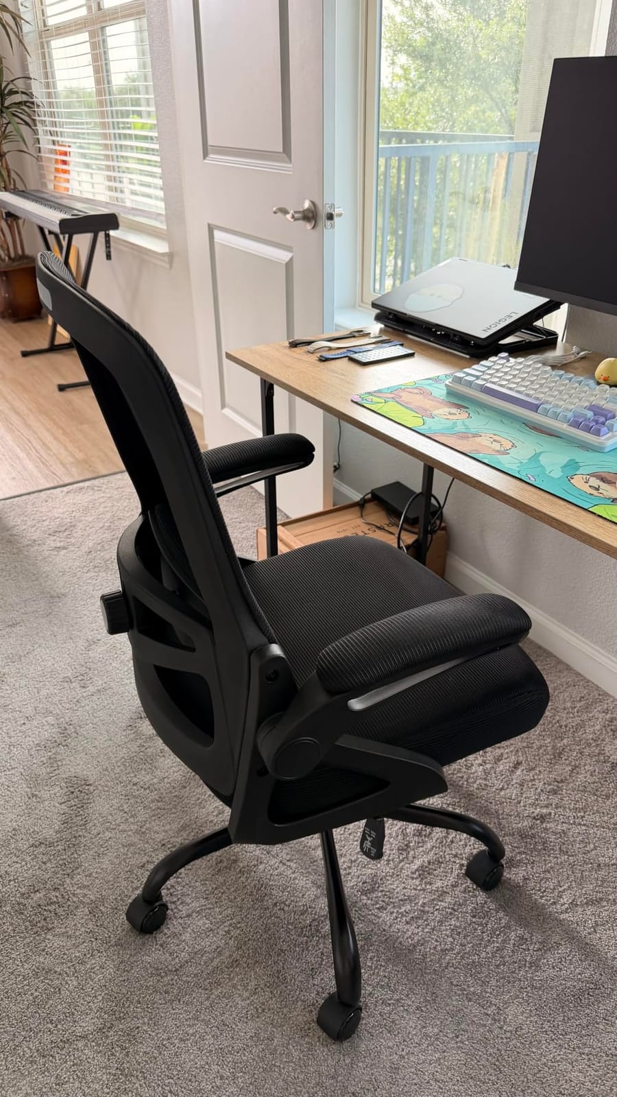Ergonomic Office Chair Desk Chair with Adjustable Lumbar Support | Mesh Computer Chair Home Office Desk Chair with Flip-up Armrests Executive Task Chair Comfy Mesh Gaming Chair (Black) customer photo 1