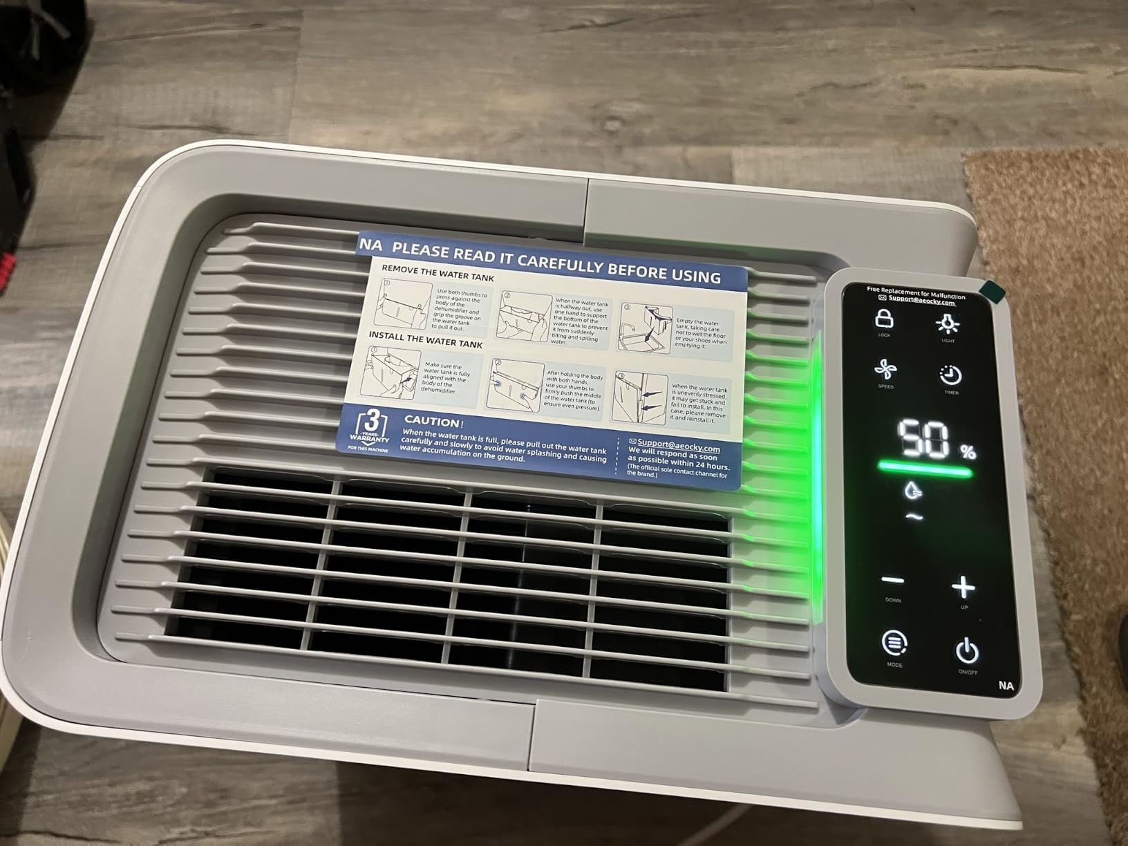 AEOCKY 50 Pint/Day Compressor Dehumidifier, 3500Sq.Ft for Basement, Home, Bedroom, Bathroom with Drain Hose, 0.8 Gallon Water Tank Capacity, Intelligent Humidistat, Quiet customer photo 2