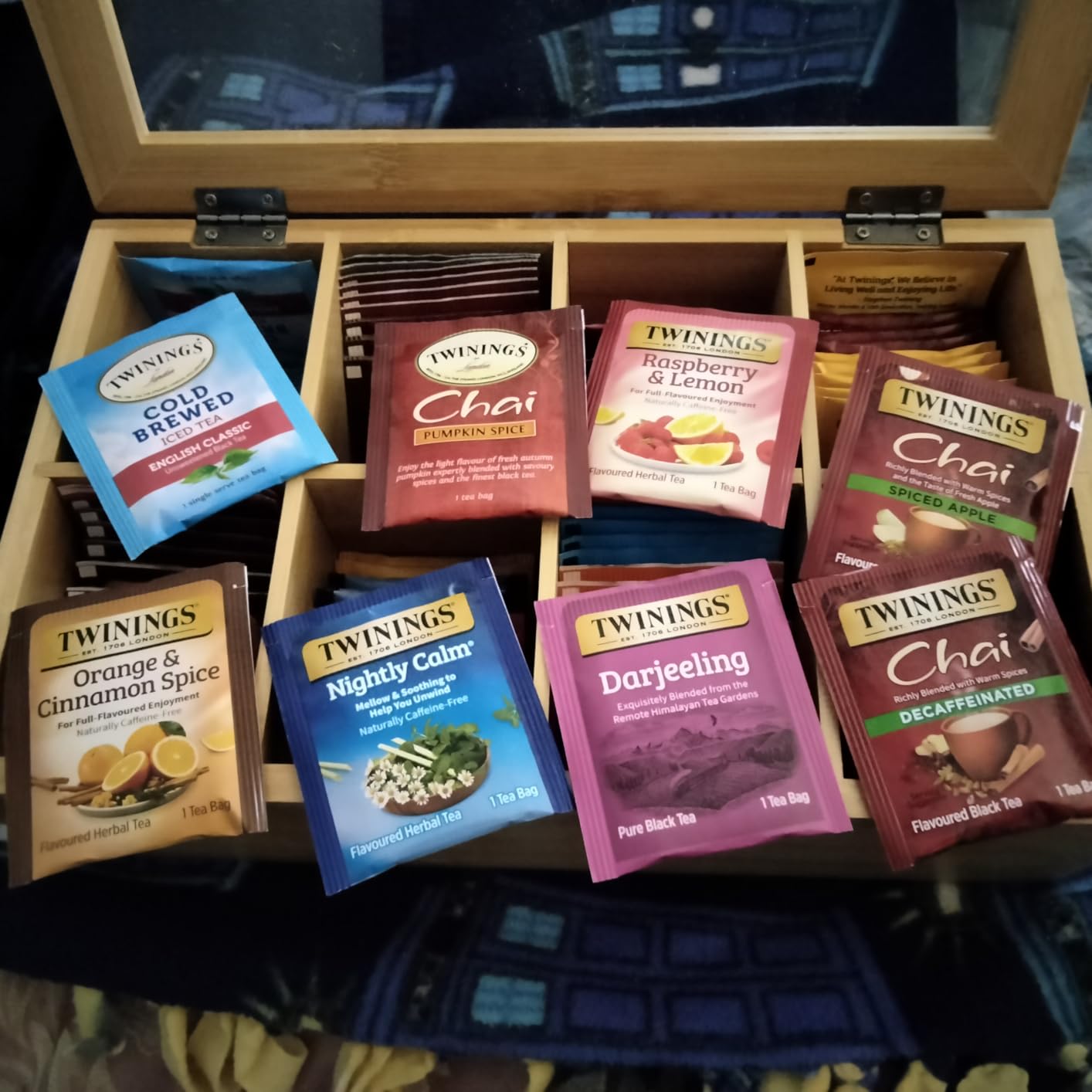 Twinings Tea Sampler Collection - 80 Tea Bags, 20 Flavours/Assorted Tea, Gift Set in Decorative Bamboo Box - Wooden Organizer Tea Chest Included - Ideal for Home, Office, Family & Friends (Bamboo Box) customer photo 1