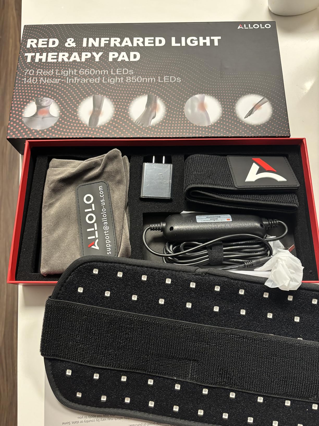 ALLOLO Red Light Therapy for Body, 3 in 1 LEDs Red Light Therapy Belt with Timer Remote Control, 660nm 850nm Infrared Light Therapy Pad for Body Waist Shoulder Knee, 39