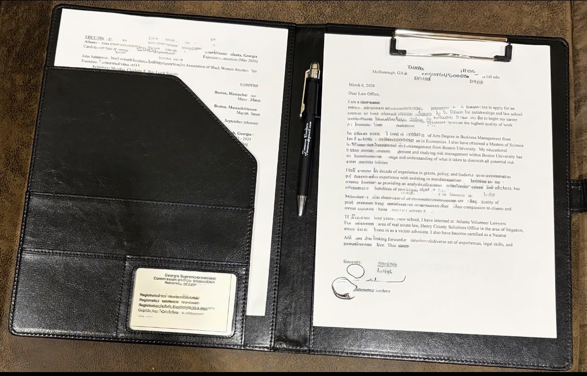 Professional Padfolio with Clipboard, Faux Leather Portfolio Folder Binder, Legal Pad Holder for A4 Letter Size Notepad, Resume, Writing Pad, Ideal Organizer for Business Office Conference, Black customer photo 1