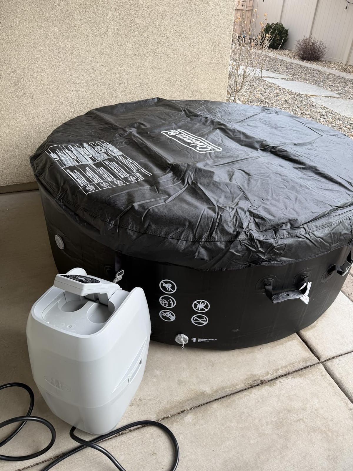 Coleman SaluSpa Miami Energy-Efficient AirJet 2-4 Person Inflatable Hot Tub | Smart Portable Outdoor Spa, Built-in EnergySense Insulation, Freeze Shield Technology, 120 Soothing Jets, 71