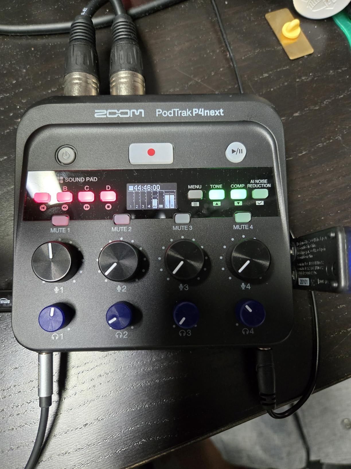 Zoom PodTrak P4next Podcast Recorder with 4 Inputs + AI Noise Reduction | 4 Mic Inputs, 4 Headphone Outputs, Sound Pads, Phone Input, USB Audio Interface, Battery Powered for Podcasting customer photo 2