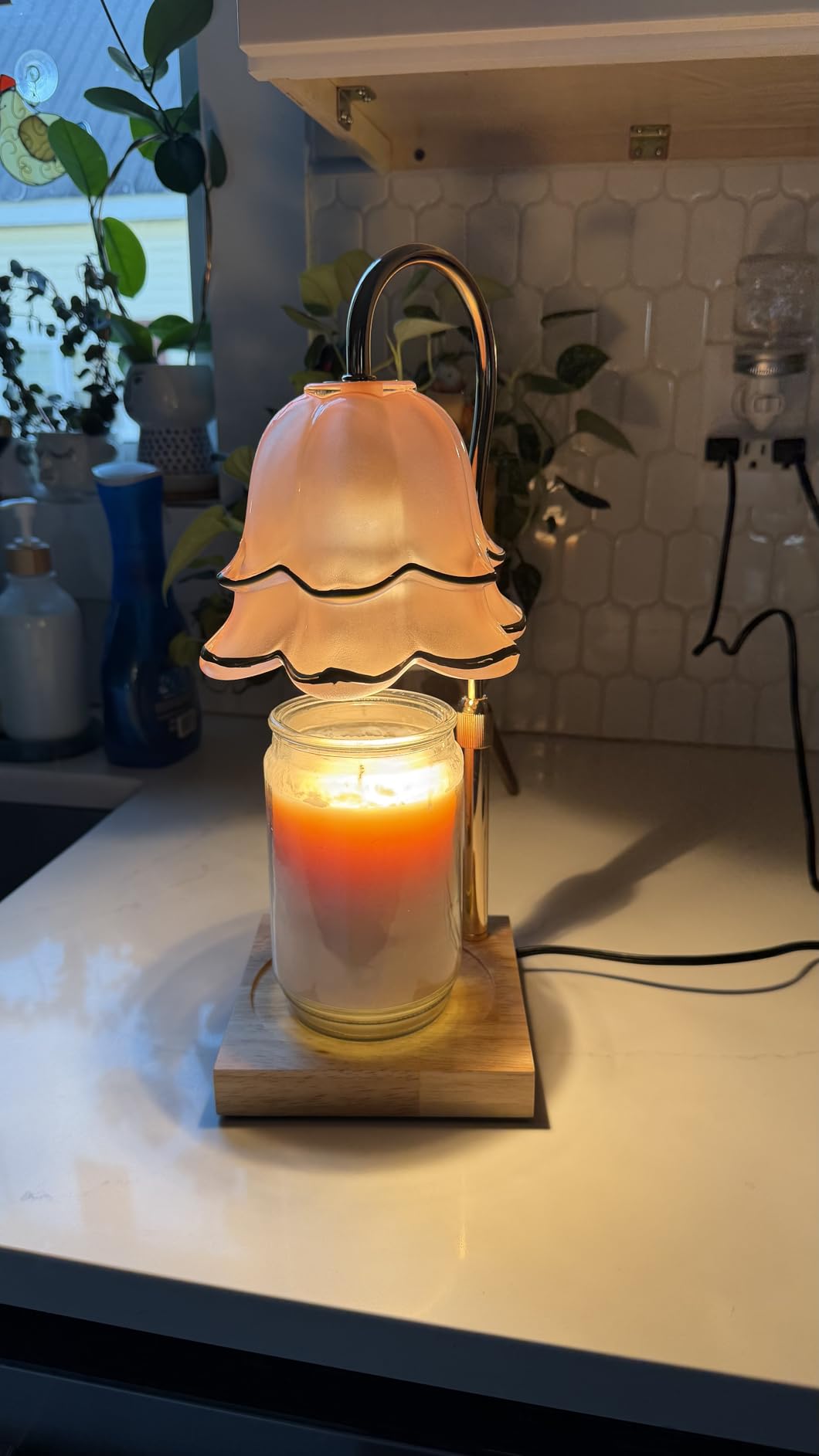 Candeldo Candle Warmer Lamp Gift Set with Timer, Purple Glass Shade | Includes Lavender Candle, Teacup, Jewelry Dish and Heat-Resistant Pad, Self-Care Ritual Gift for Relaxation customer photo 1
