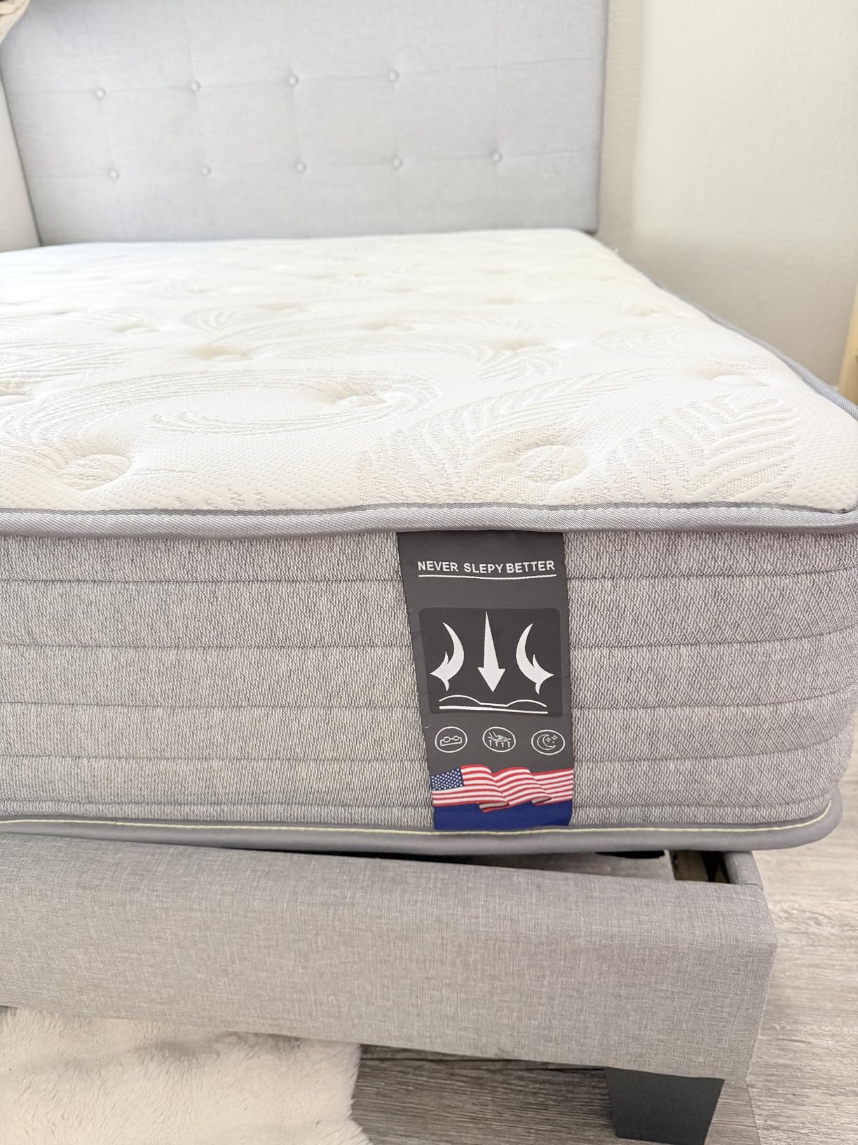 KOW Queen Mattress, 12 Inch Memory Foam Mattress Queen Size Mattresses in a Box with Washable Removable Cover, Medium Firm, Fiberglass Free, Made in USA & CertiPUR-US Certified customer photo 2
