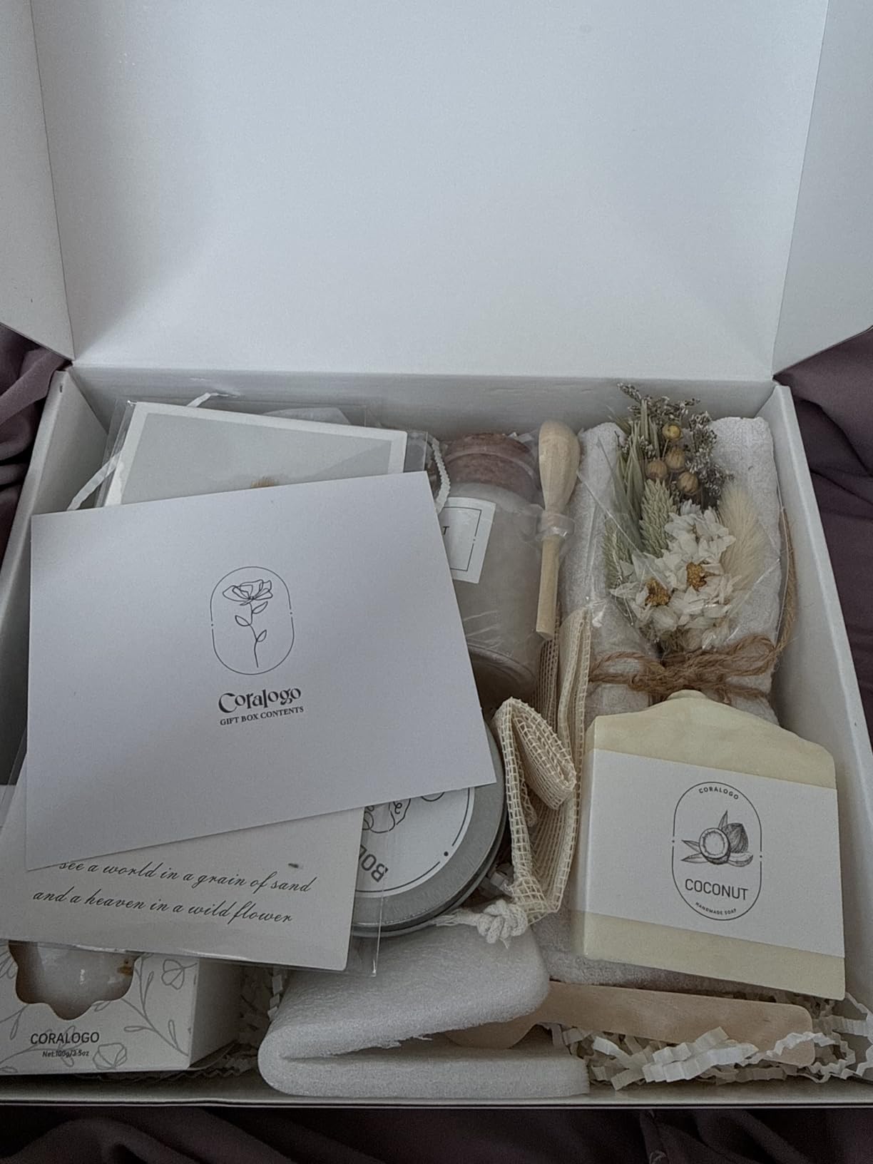 Coconut Spa Gifts for Women - 12pc Self-care Spa Gift Basket | Bath Salt, Greeting Card, Thinking of You Basket for Her Birthday, Christmas, Mother's Day, Valentine's Day customer photo 1