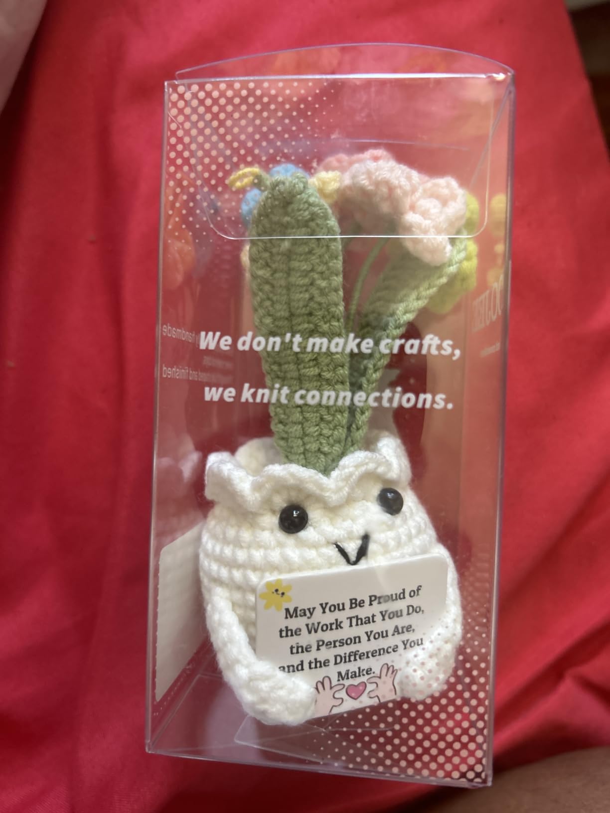 Mental Health Crochet Flower Pot, Positive Stress Relief Desk Decor with Card 'Life Can Be Tough But So are You', Handmade Emotional Support Gift customer photo 1