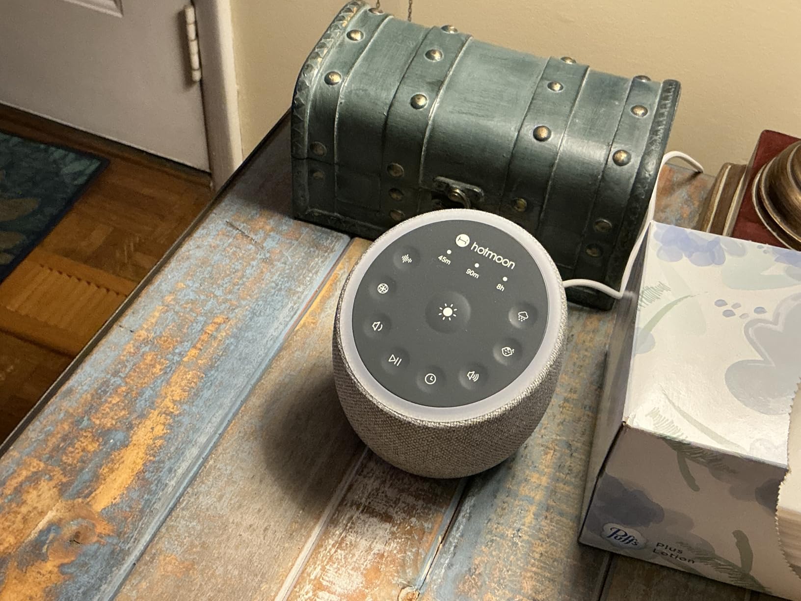 Hotmoon Sound Machine for Sleep, Cocoon 2, 40 Sounds, Dual-Speaker, Plug in | White Green Pink Brown Noise Machine for Sleeping Adults Office Privacy Baby Dogs, 4 Timers, 8 Night Light, Rain Noise Maker customer photo 1