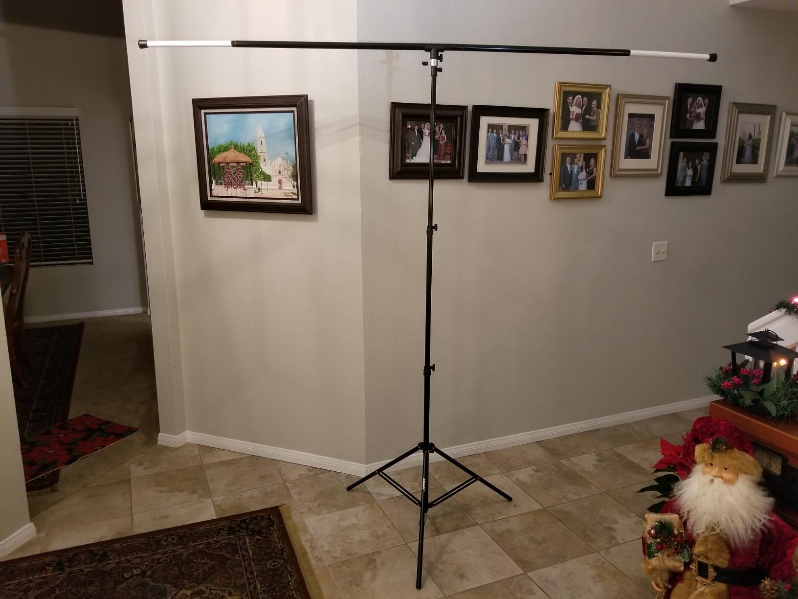 EMART 2-in-1 T Shape Backdrop Stand 8.7x7.1ft(WxH), Portable Photo Backdrop Stand Kit with Carrying Bag and 6 Clamps, Adjustable Double Crossbar Green Screen Banner Holder for Party, Wedding, Photo Booth customer photo 2