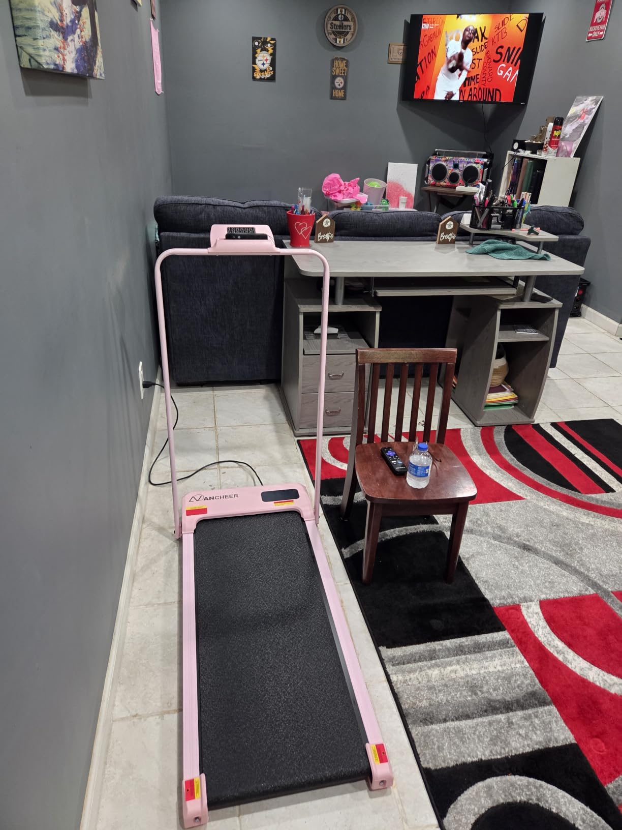 Walking Pad with Incline - Under Desk Treadmill with Handle Bar | 3.5HP Foldable Treadmills for Home Small Spaces, Office, Compact Portable Running Machine with Remote Control & LED Display customer photo 1