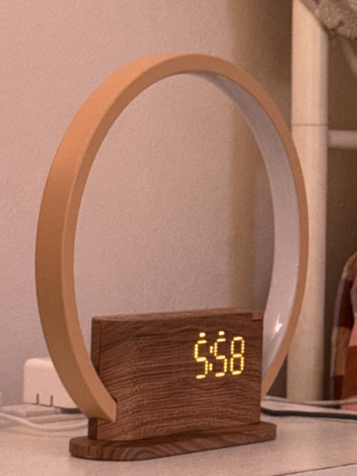 Wood Grain Alarm Clock with Sunrise & White Noise Sound Machine | Natural Wake-Up Light, Dual Alarms & Snooze, 20 Soothing Sounds, Dimmable Clock & Night Light, for Heavy Sleepers & Adults customer photo 1