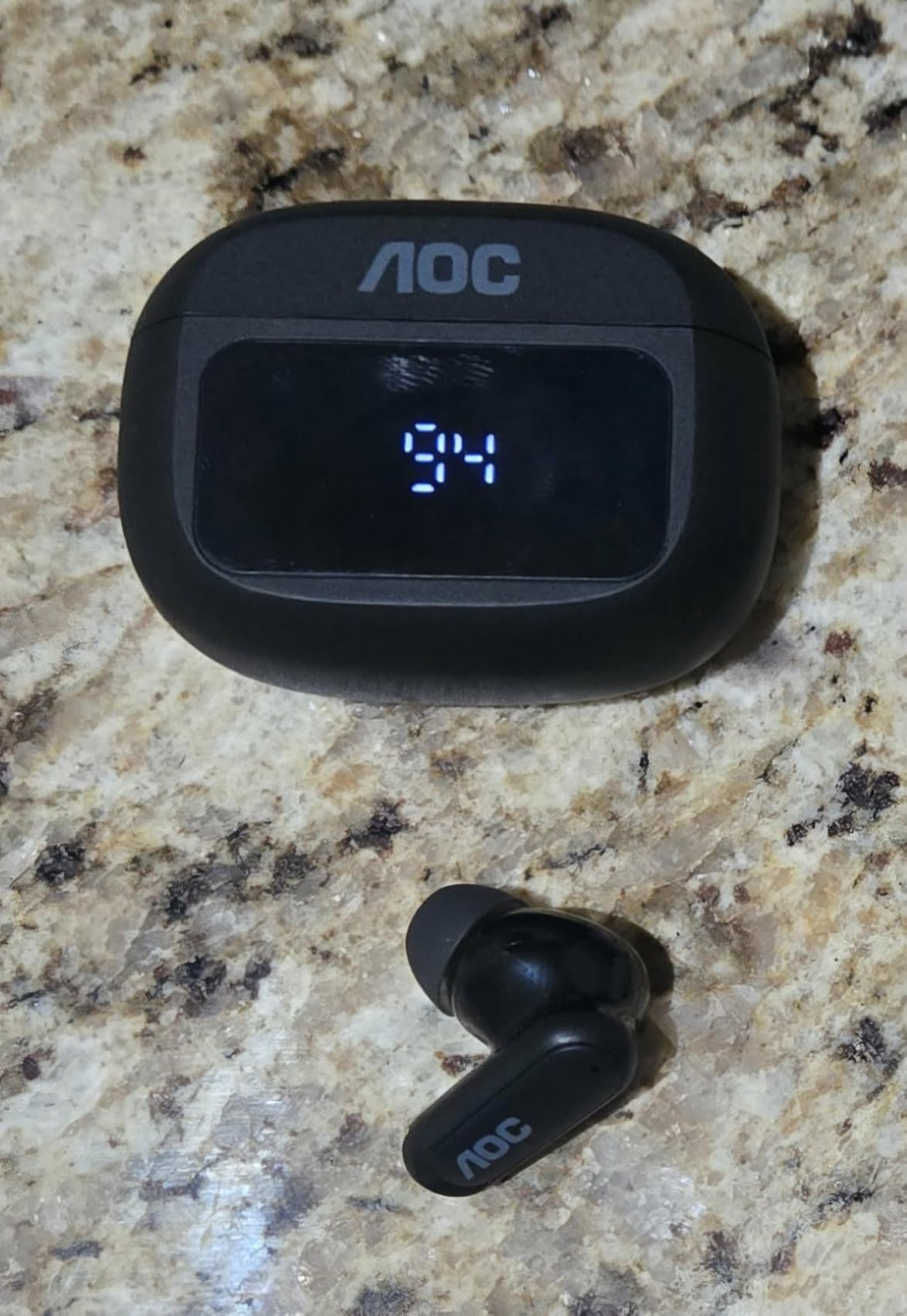 AOC Noise Cancelling Wireless Earbuds, 39dB ANC, 45H, LED Display, Black | in Ear Bluetooth 5.4 Headphones with 6 ENC Mic, Transparency Mode, Deep Bass Sound, 36 EQs via App, Fit for Sports, Commuting customer photo 1