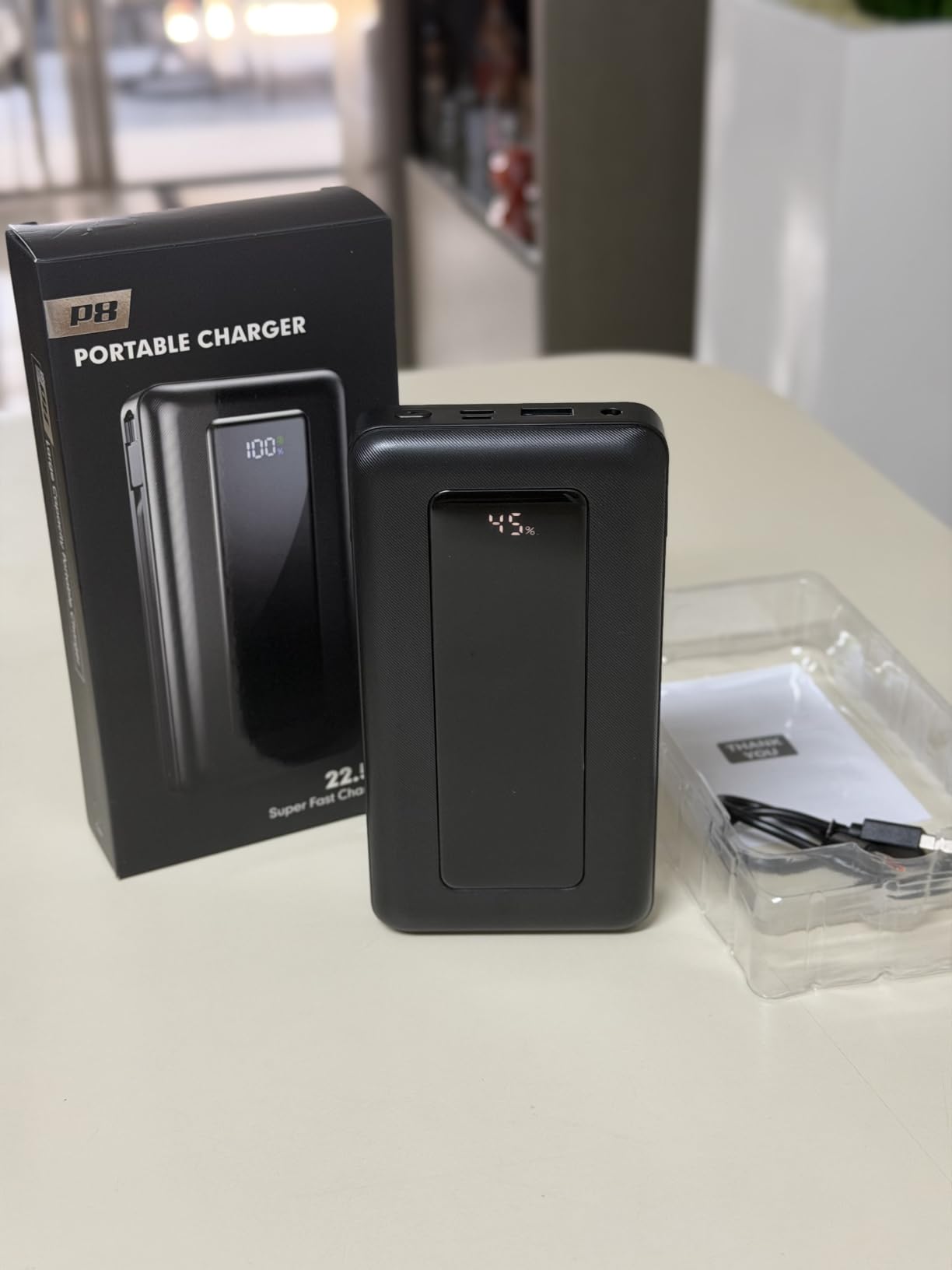 50000mAh Portable Charger Power Bank, Fast Charging with Built in Cables | Ultra-High Capacity, Travel Essential, Charge 4 Devices, Flashlight, for iPhone 17/16/15 Series, Samsung, iPad & Laptops Onyx customer photo 1