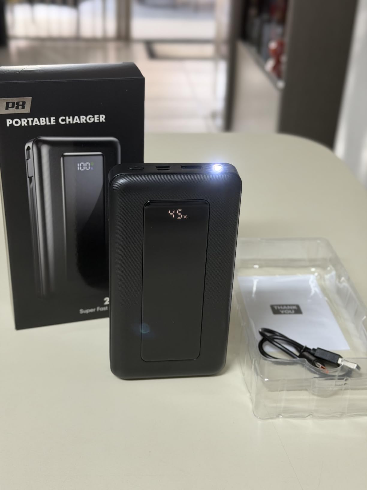 50000mAh Portable Charger Power Bank, Fast Charging with Built in Cables | Ultra-High Capacity, Travel Essential, Charge 4 Devices, Flashlight, for iPhone 17/16/15 Series, Samsung, iPad & Laptops Onyx customer photo 2