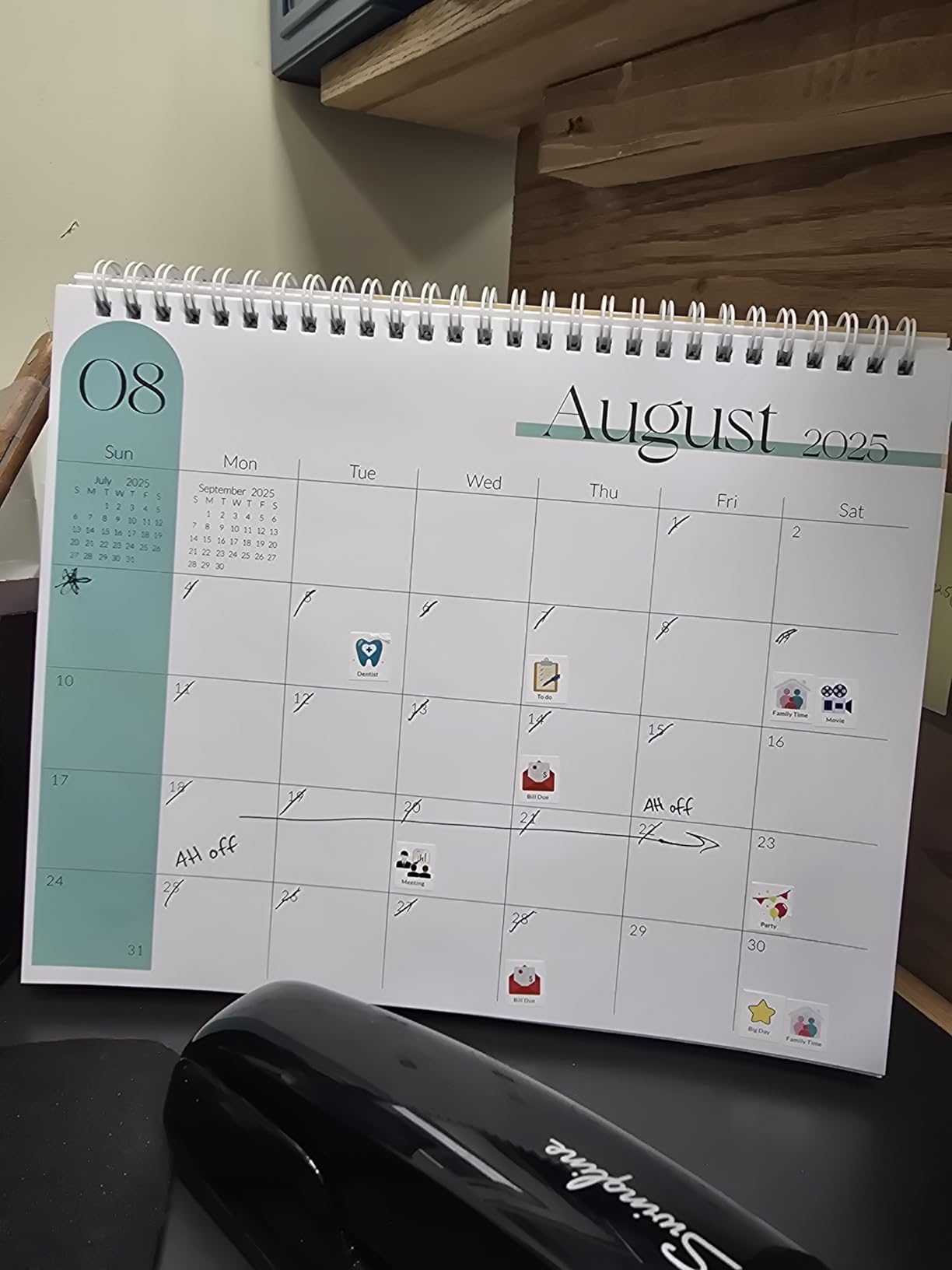 SKYDUE Desk Calendar 2026-2027, Jul 2026 to Dec 2027, 18 Months Small Desk Calendar with Planner Stickers, 10