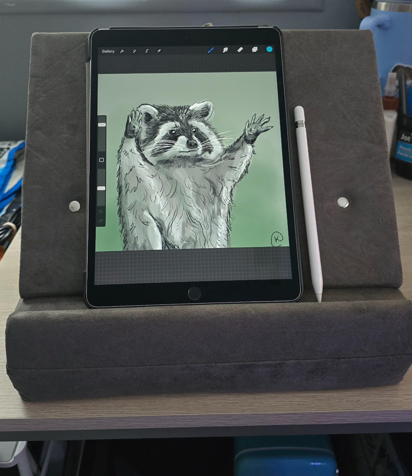 KDD Book Stand for Reading with Storage and Book Clip, Multi-Angle Adjustable Tablet Pillow Holder for Lap, Bed, Desk and Couch, Foldable iPad Holder with Organizer for Book,Tablet, E-Reader (4.7-15