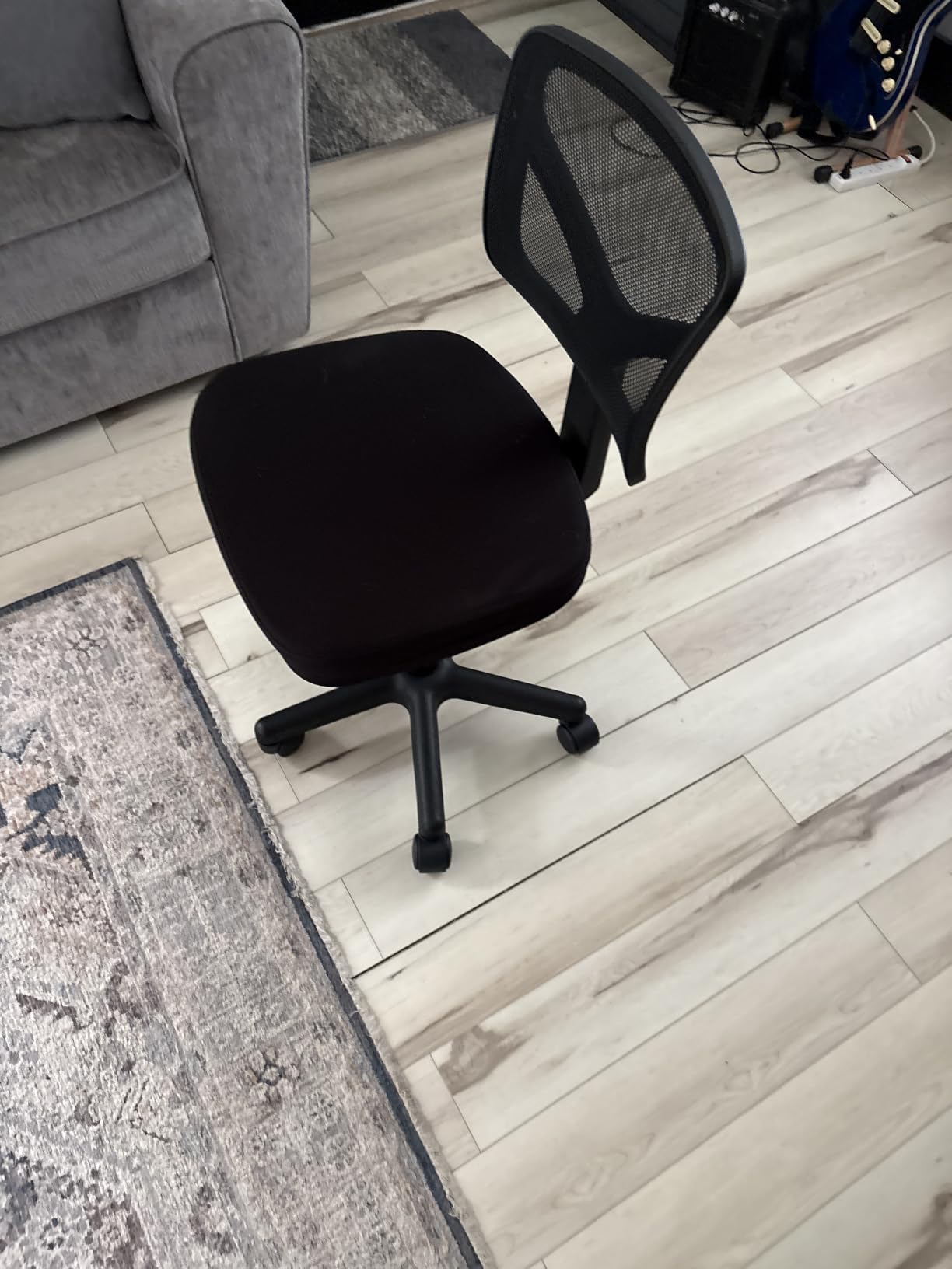 Sweetcrispy Small Armless Desk Chair, Mesh Rolling Office Chairs | Adjustable Ergonomic Lumbar Support, Low-Back, Swivel Wheels, Home Work, Bedroom, Study, Student, Adults, New Black customer photo 1