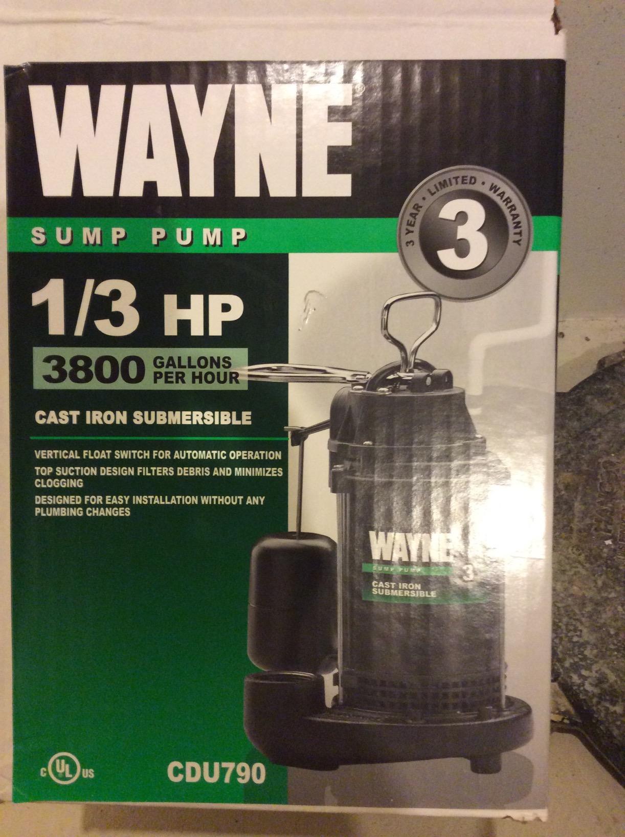 WAYNE CDU790 1/3 HP Submersible Water Pump, Heavy Duty Basement Sump Pump customer photo 2