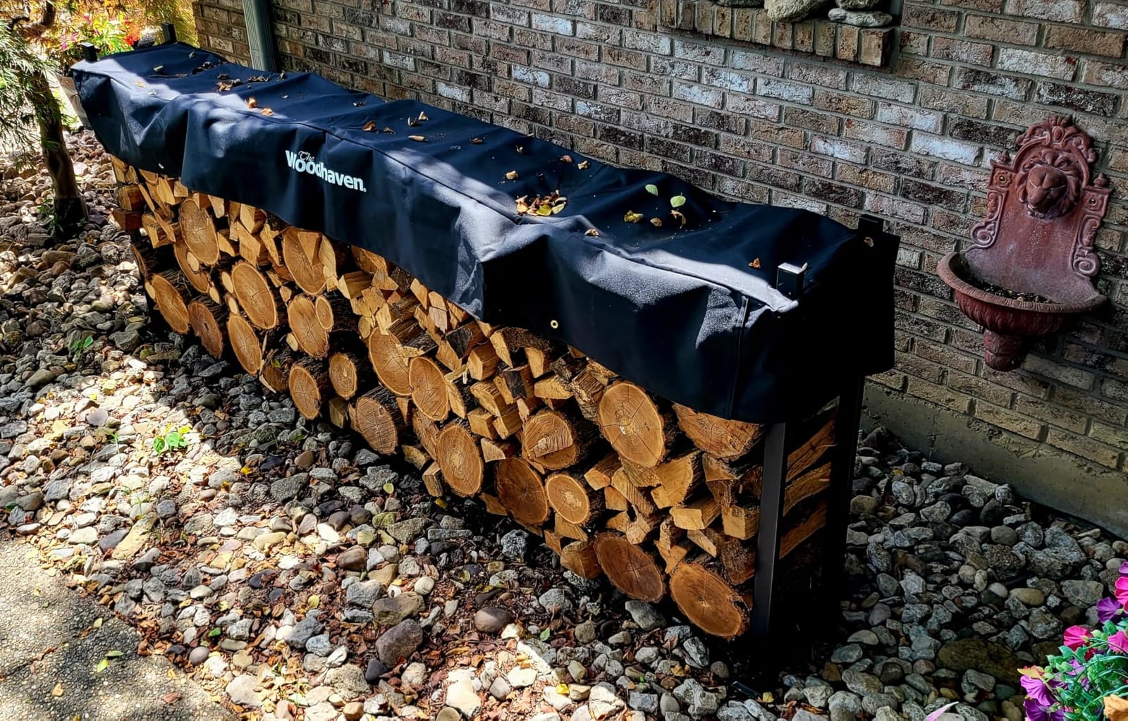 Woodhaven 8-Foot Raised Firewood Rack w/Cover, 1/2 Cord | Made in USA customer photo 2