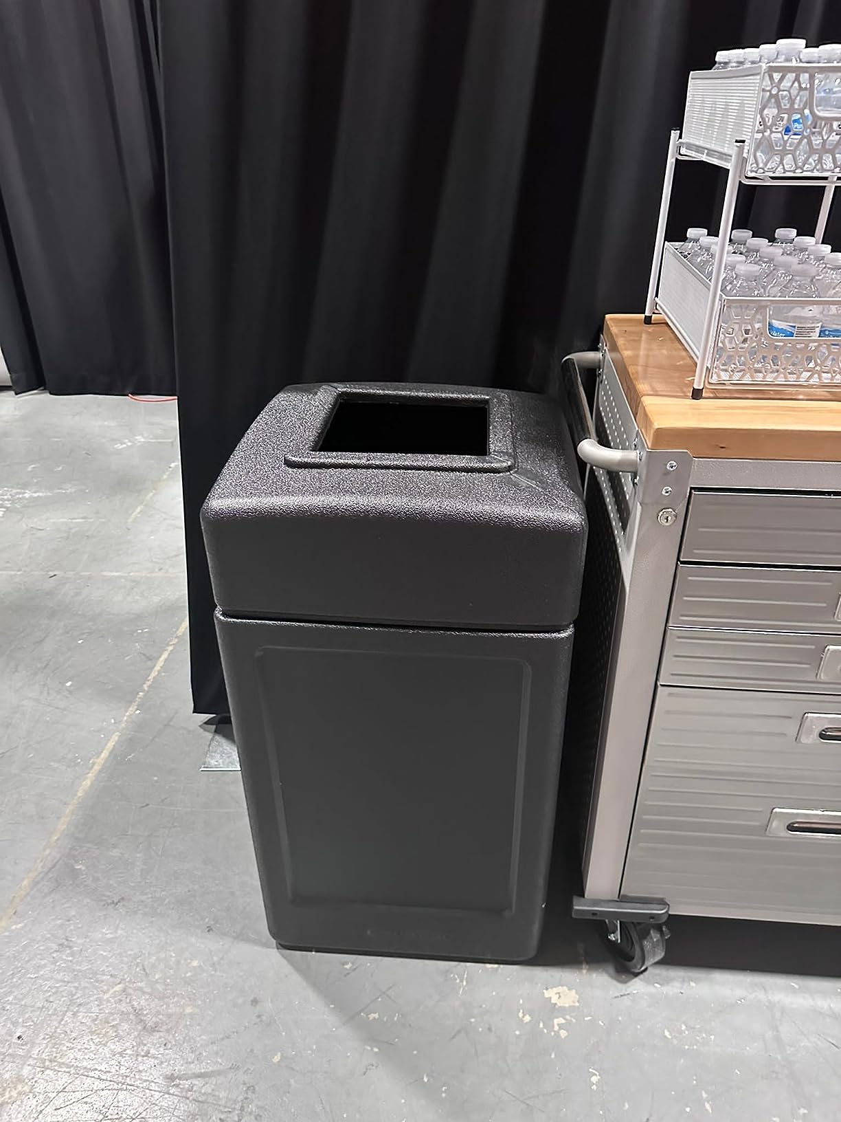 Commercial Zone 732101 Open-Top Indoor/Outdoor Square 42 Gallon Large Waste Trash Container Bin, Black customer photo 1