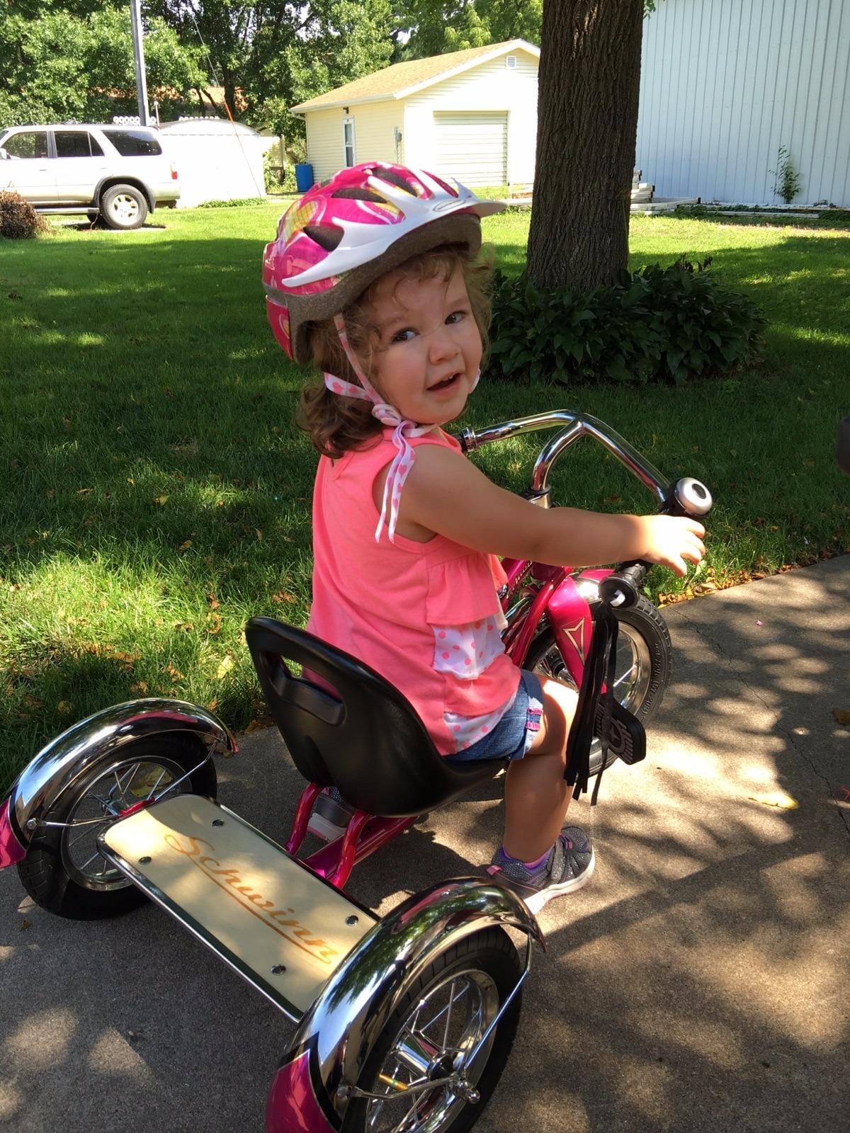 Schwinn Roadster Tricycle, 12 Inch Front Wheel Bike for Kids Ages 2-4, Low Center of Gravity, Retro Steel Frame, Adjustable Seat Grows with your Child, Rear Deck, Tricycle for Toddlers customer photo 1