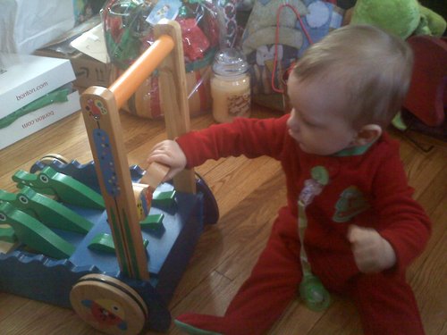 Melissa & Doug Deluxe Chomp & Clack Alligator Wooden Baby Push Toy customer photo 1