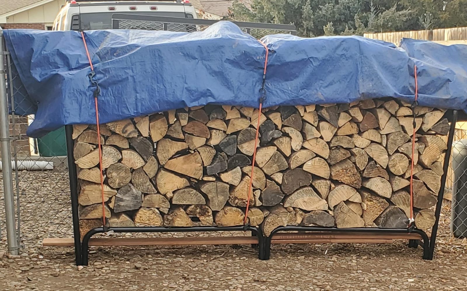 ShelterLogic 12' Adjustable Heavy Duty Outdoor Firewood Rack with Steel Frame Construction and Water-Resistant Cover customer photo 1
