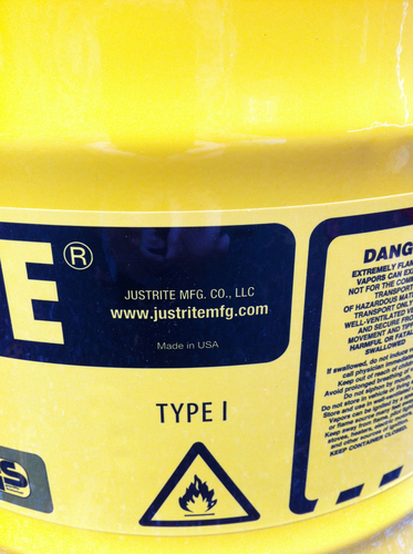 Justrite Type I Gasoline Safety Can, Red Galvanized Steel, Made in the USA customer photo 2