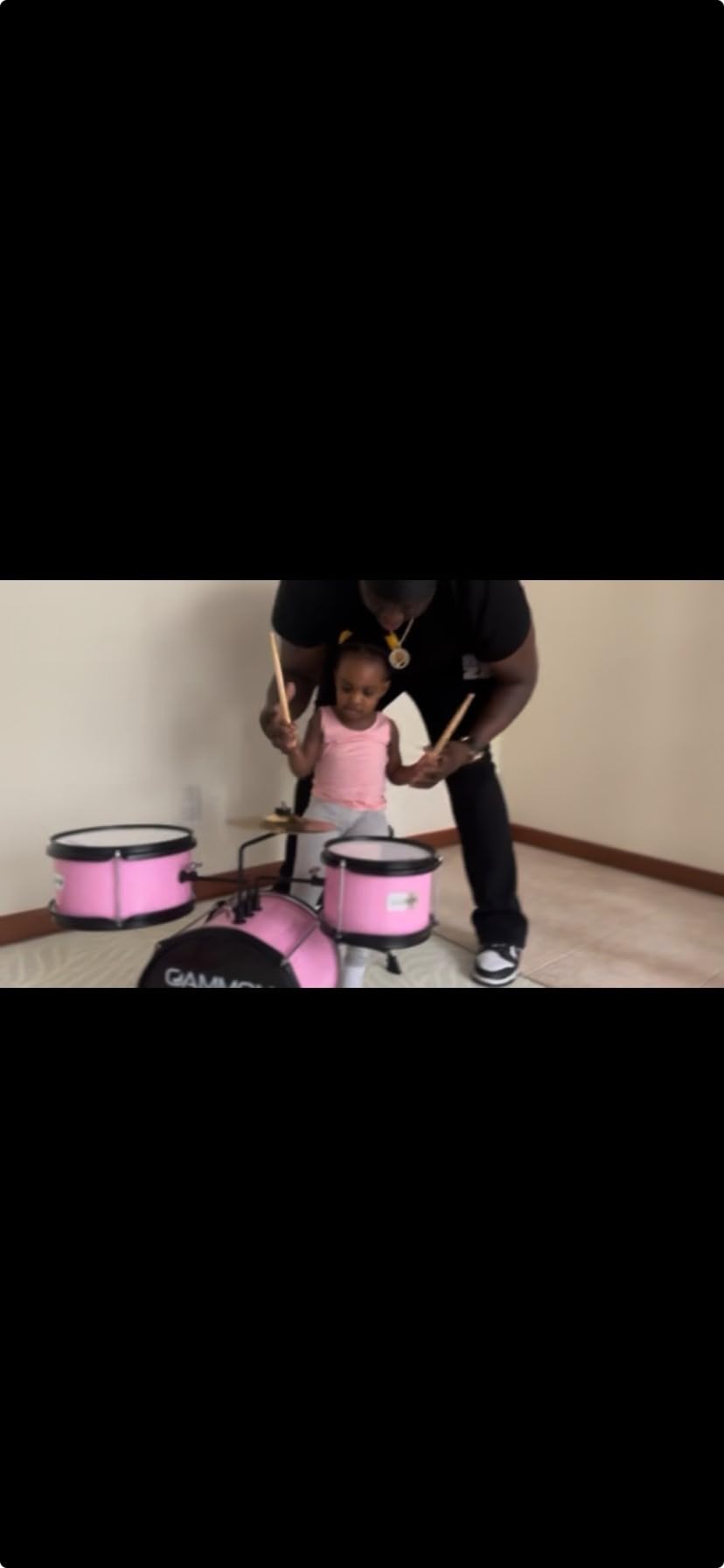 Gammon 3-Piece Kids Drum Set with Throne - Black, Junior Beginner Kit with Bass Drum, Toms, Cymbal, Pedal, and Drumsticks customer photo 1