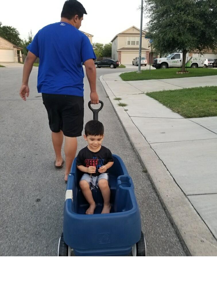 Step2 Wagon for Two Plus, Kids Ride On Toy, Stroller Substitute, Includes Seat Belts, Made of Durable Plastic, Max Weight 75 lbs., For Toddlers 1.5-5 Years Old, Denim Blue customer photo 2
