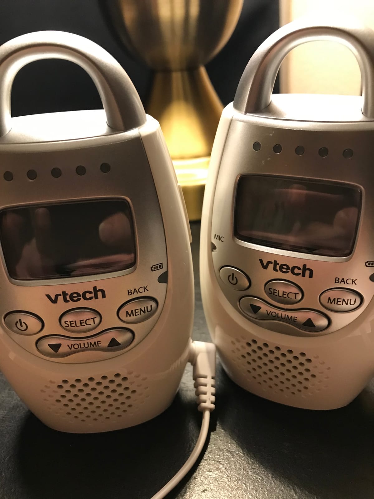 VTech Communications DM221 Audio Baby Monitor with up to 1,000 ft of Range, Vibrating Sound-Alert, Talk Back Intercom & Night Light Loop, White/Silver customer photo 2