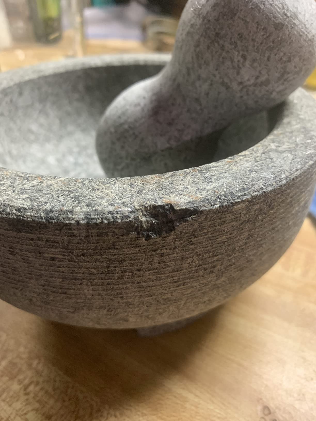 IMUSA USA Super Heavy Traditional Granite Molcajete Spice Grinder, 8-Inch, Gray, 8 customer photo 1